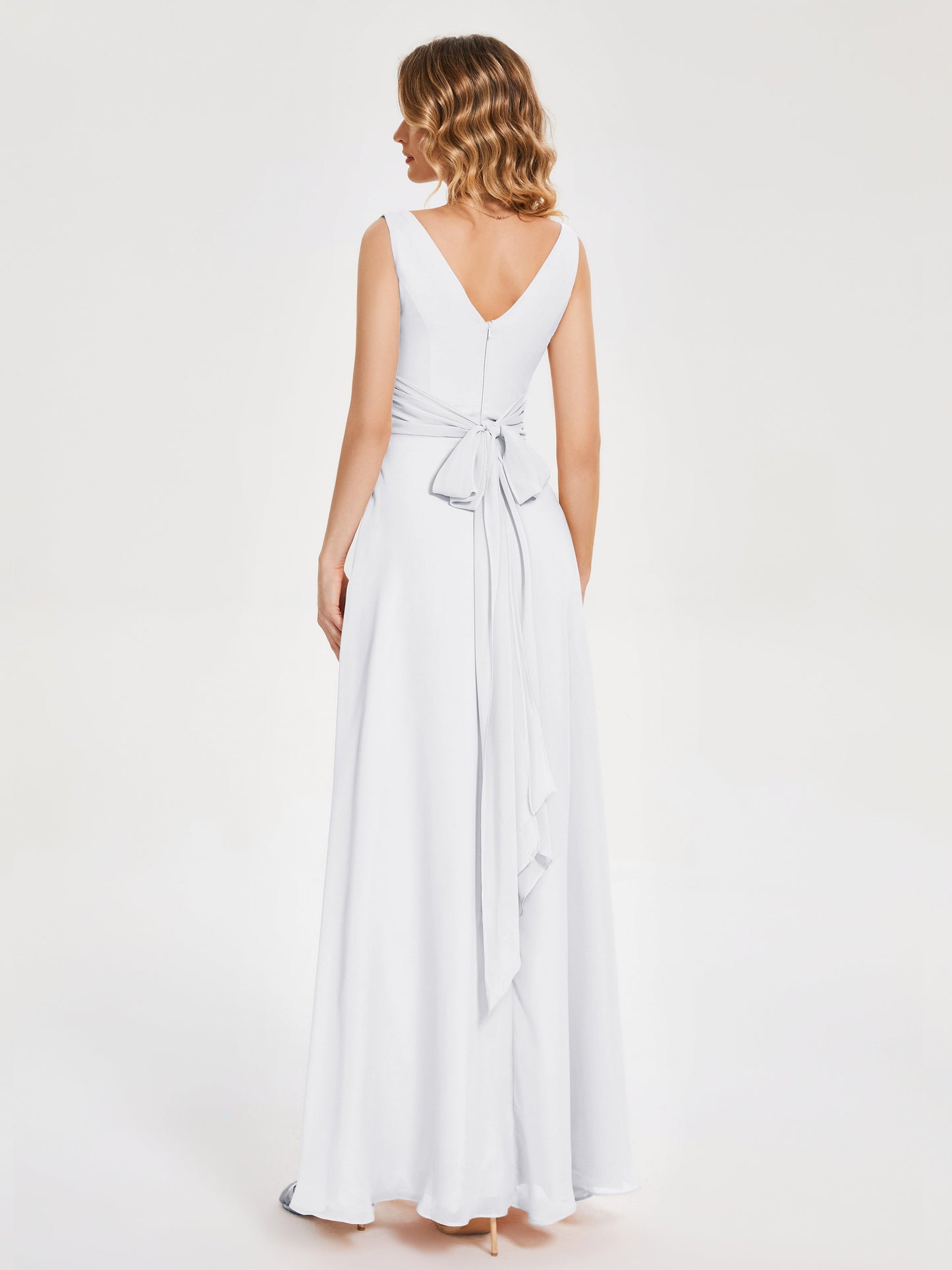 Lucille Simple V-neck Bridesmaid Dress with Pockets