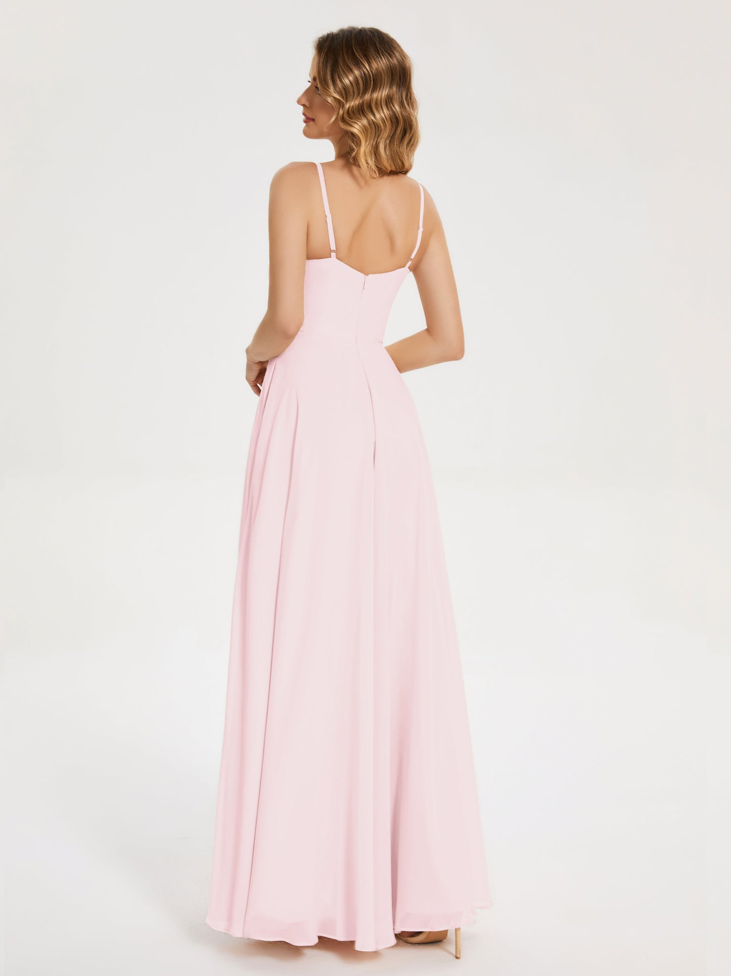 Ruth Spaghetti Straps A-line Bridesmaid Dress with Slit