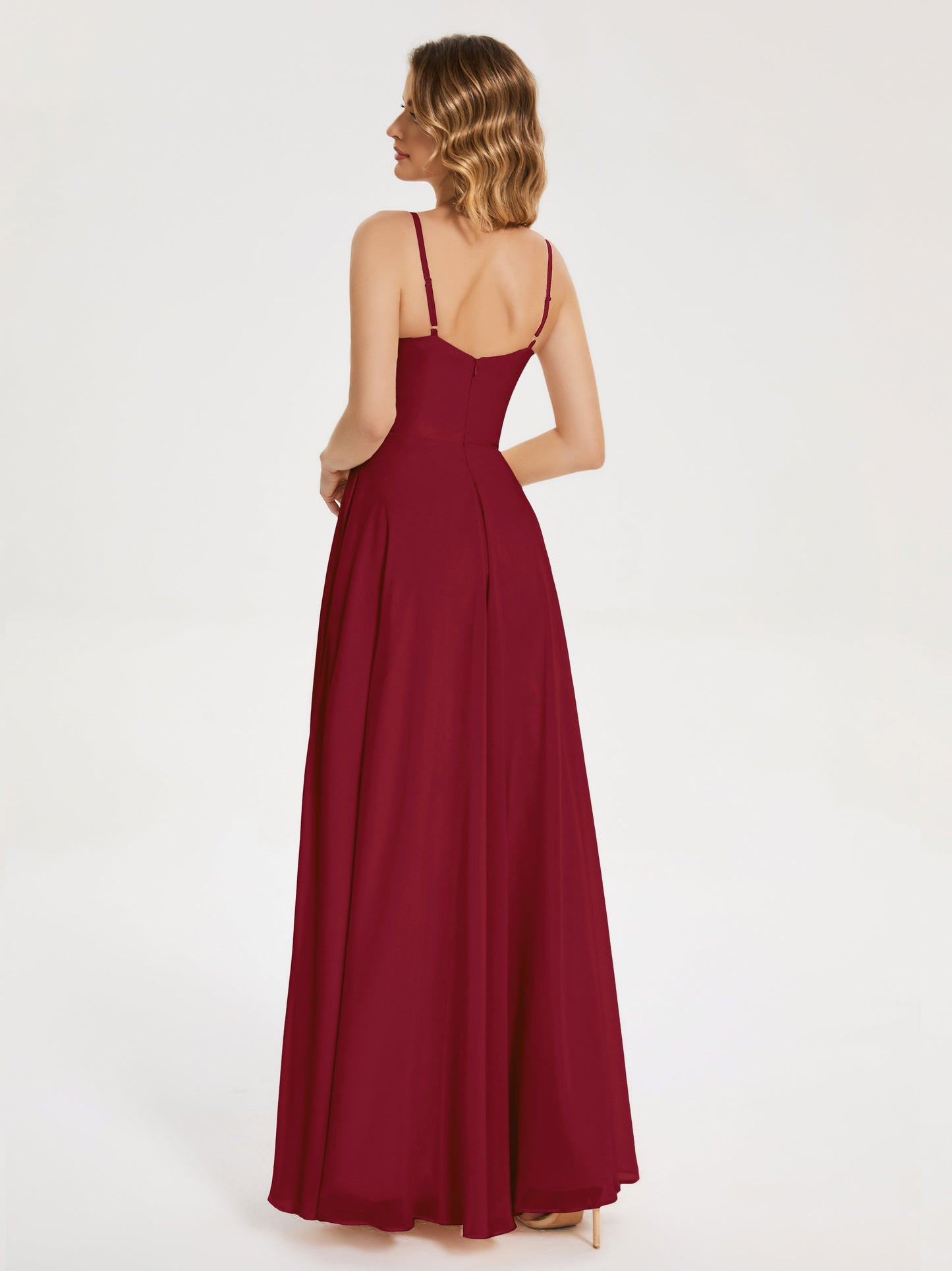 Ruth Spaghetti Straps A-line Bridesmaid Dress with Slit