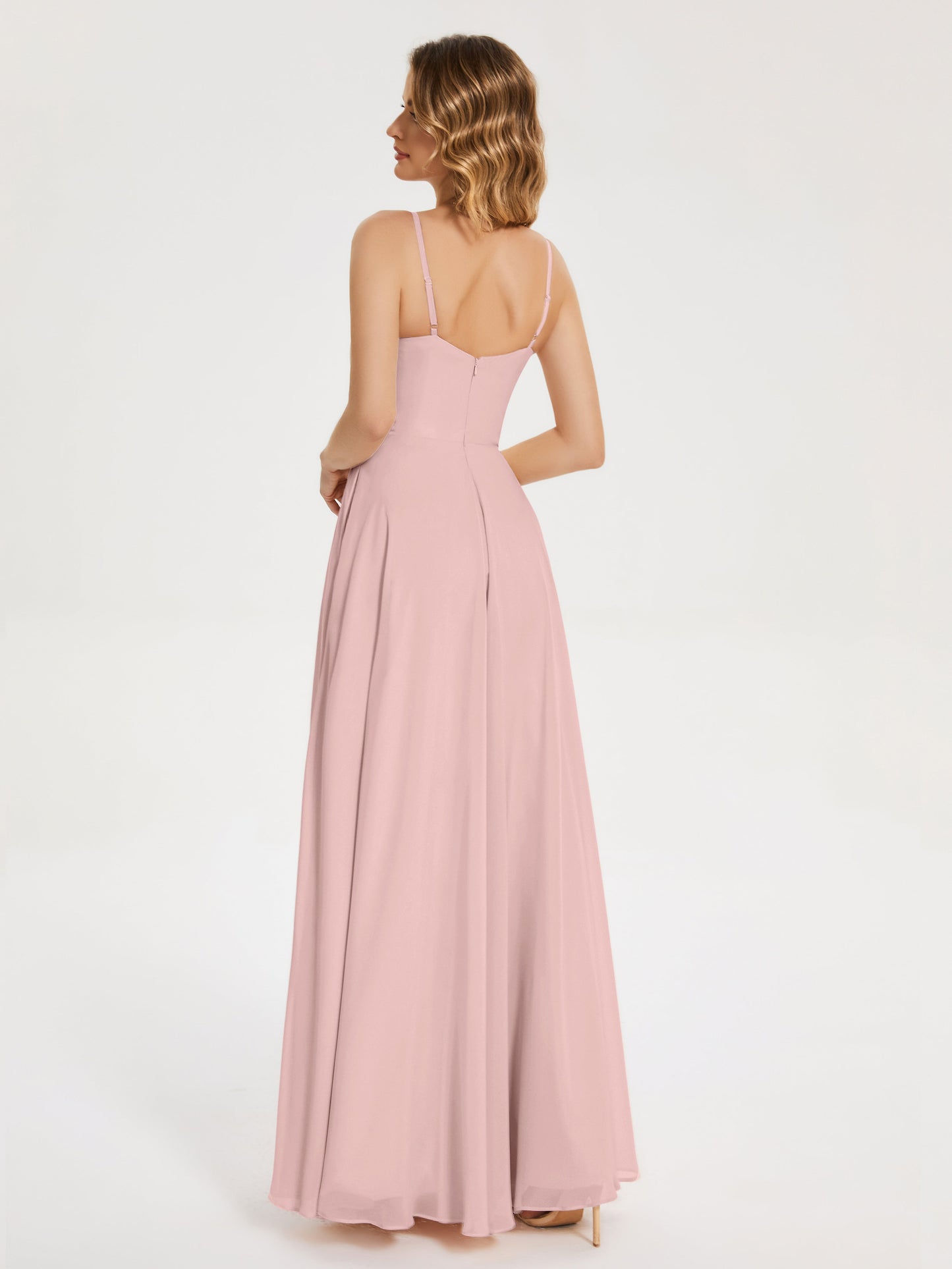 Ruth Spaghetti Straps A-line Bridesmaid Dress with Slit