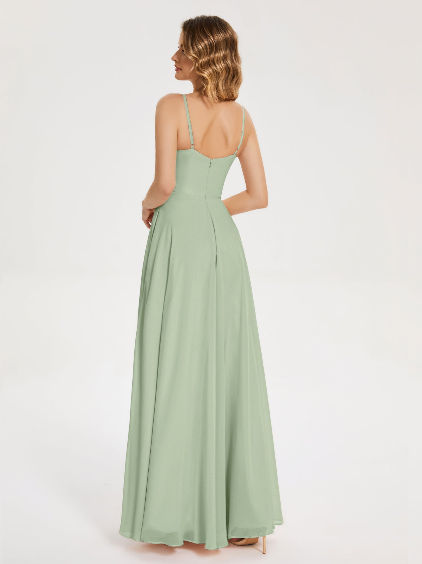 Ruth Spaghetti Straps A-line Bridesmaid Dress with Slit