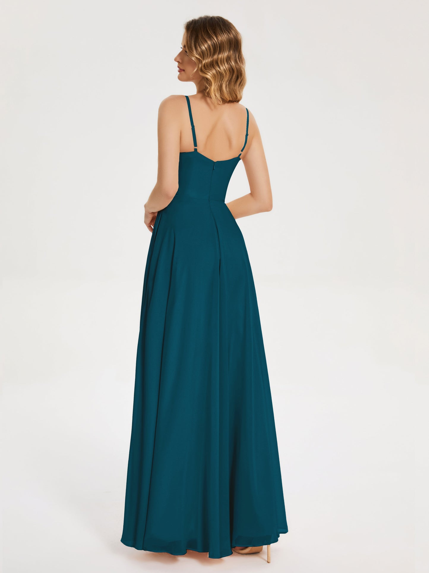 Ruth Spaghetti Straps A-line Bridesmaid Dress with Slit