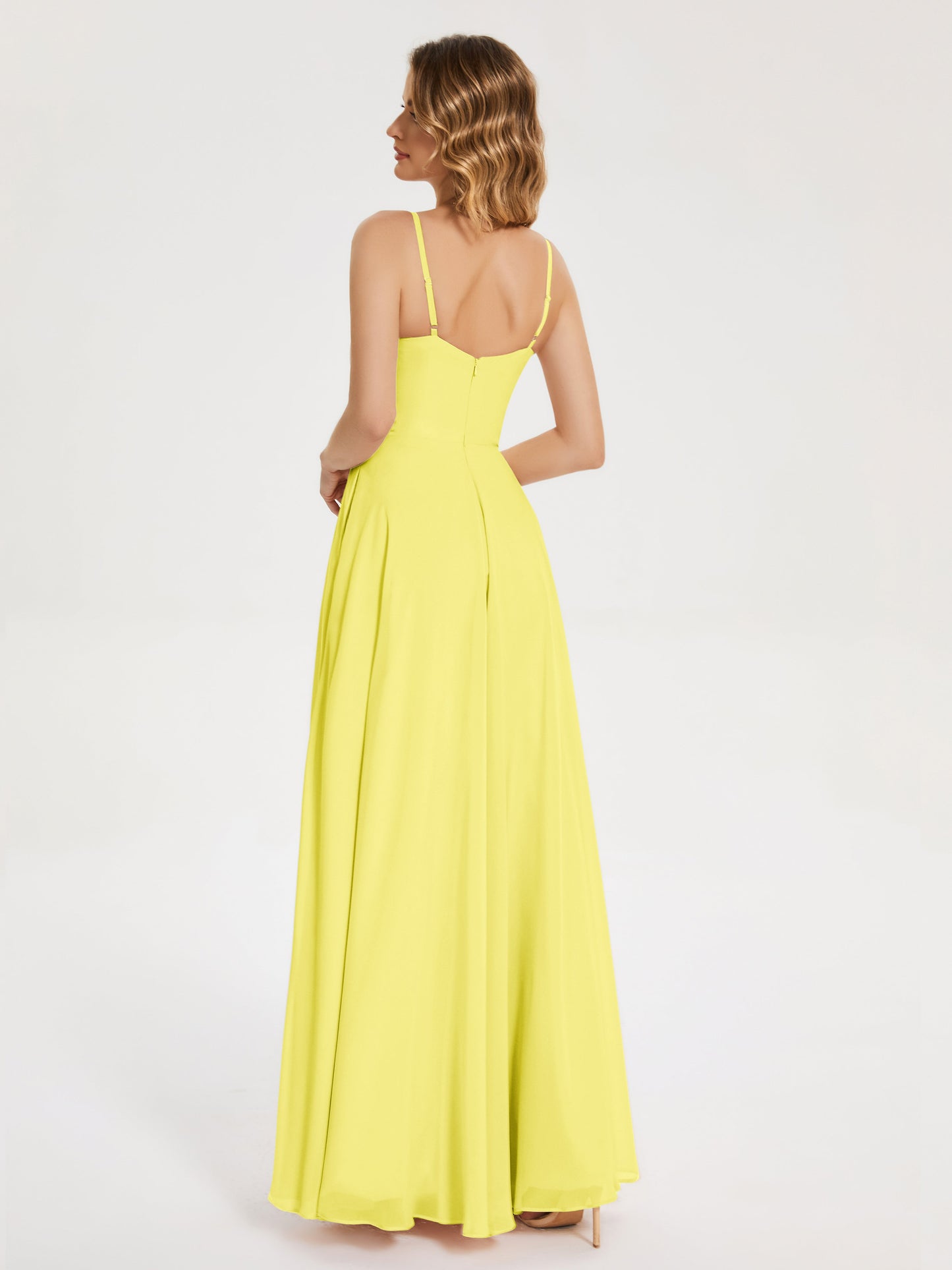 Ruth Spaghetti Straps A-line Bridesmaid Dress with Slit