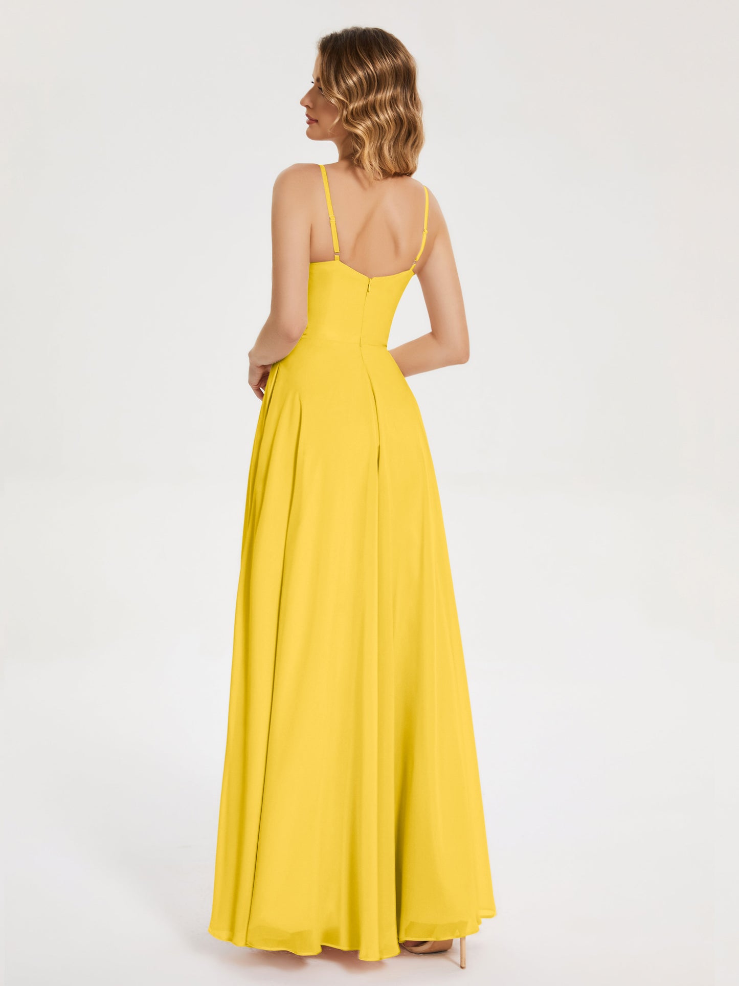 Ruth Spaghetti Straps A-line Bridesmaid Dress with Slit