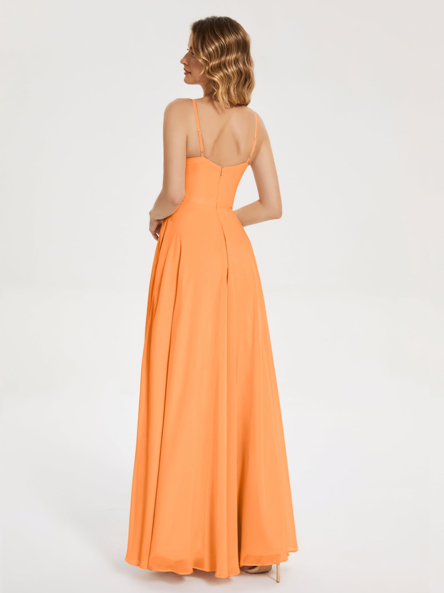 Ruth Spaghetti Straps A-line Bridesmaid Dress with Slit
