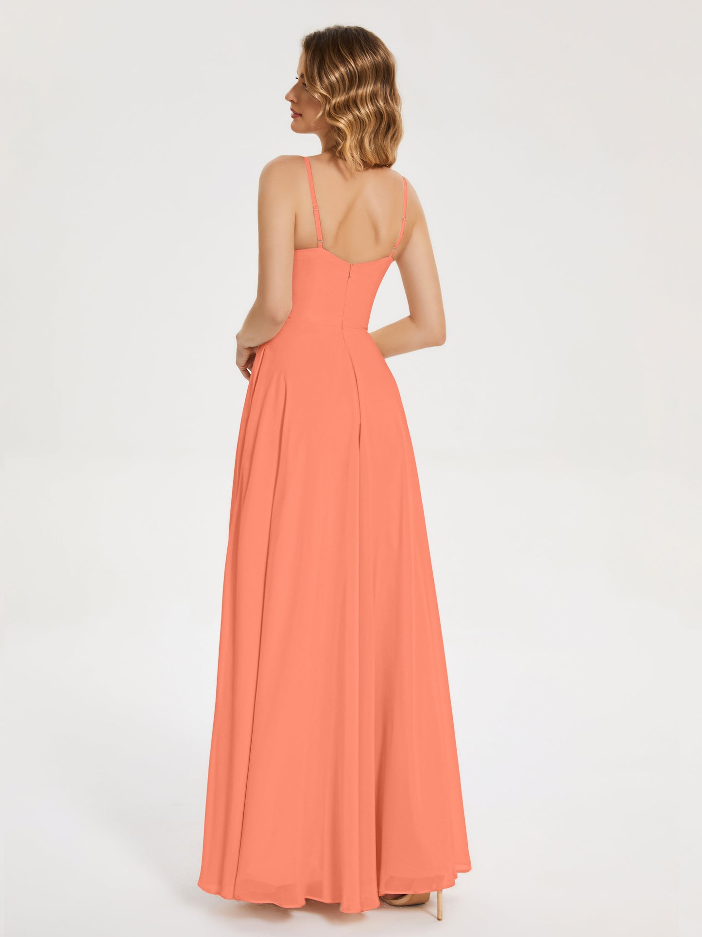 Ruth Spaghetti Straps A-line Bridesmaid Dress with Slit