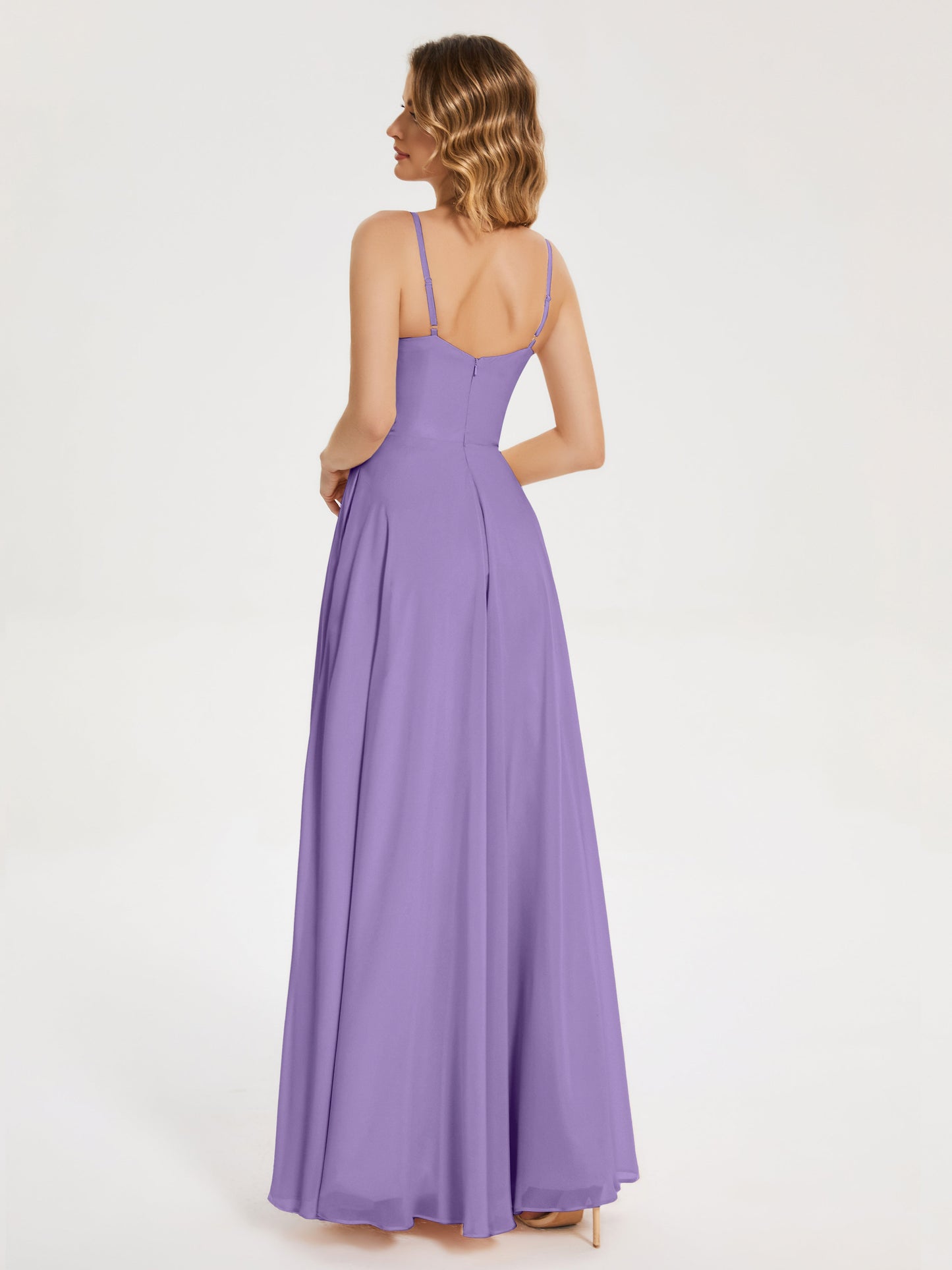 Ruth Spaghetti Straps A-line Bridesmaid Dress with Slit