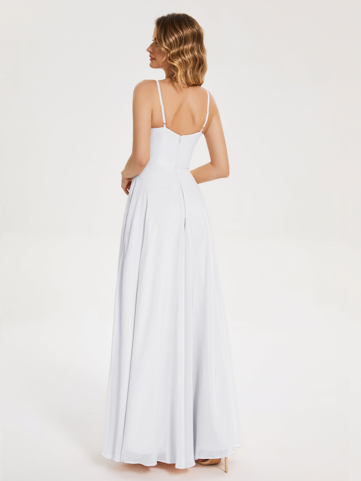 Ruth Spaghetti Straps A-line Bridesmaid Dress with Slit
