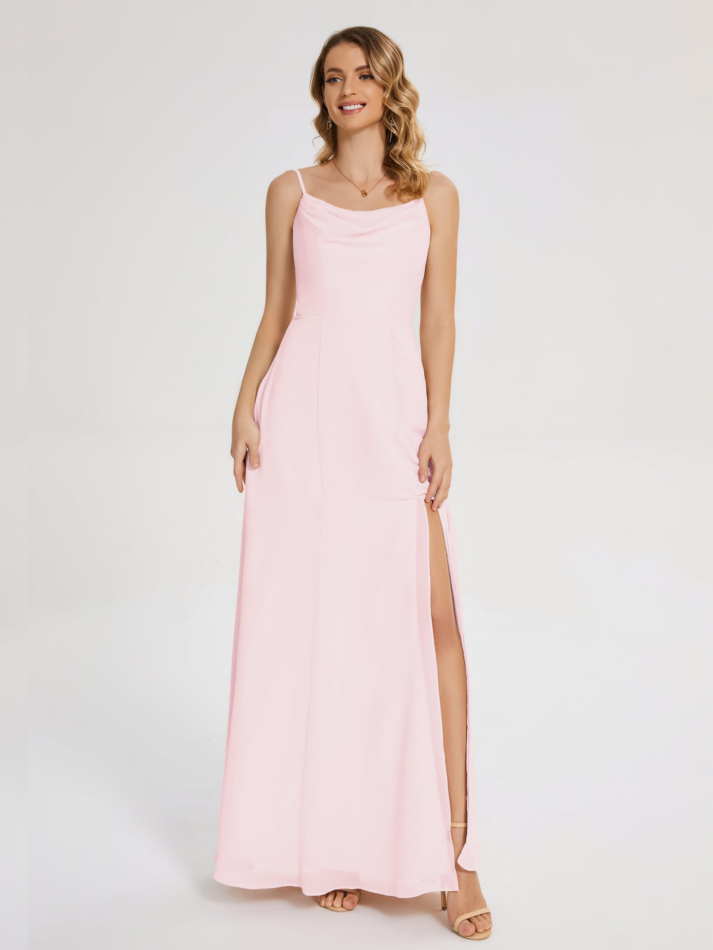 Blake Spaghetti Straps Chiffon Bridesmaid Dress with Slit
