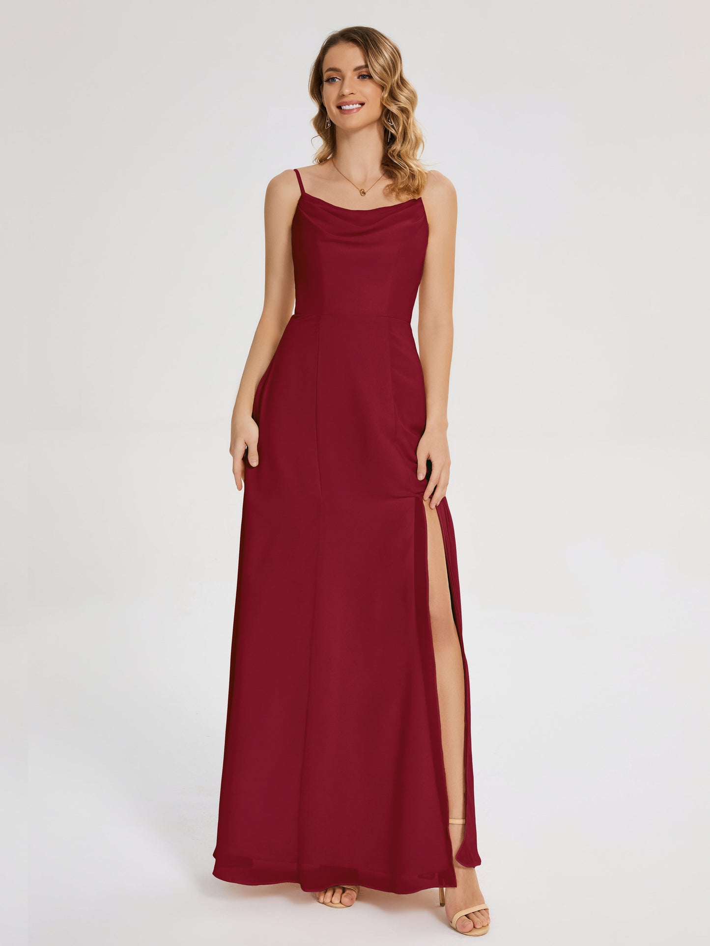 Blake Spaghetti Straps Chiffon Bridesmaid Dress with Slit