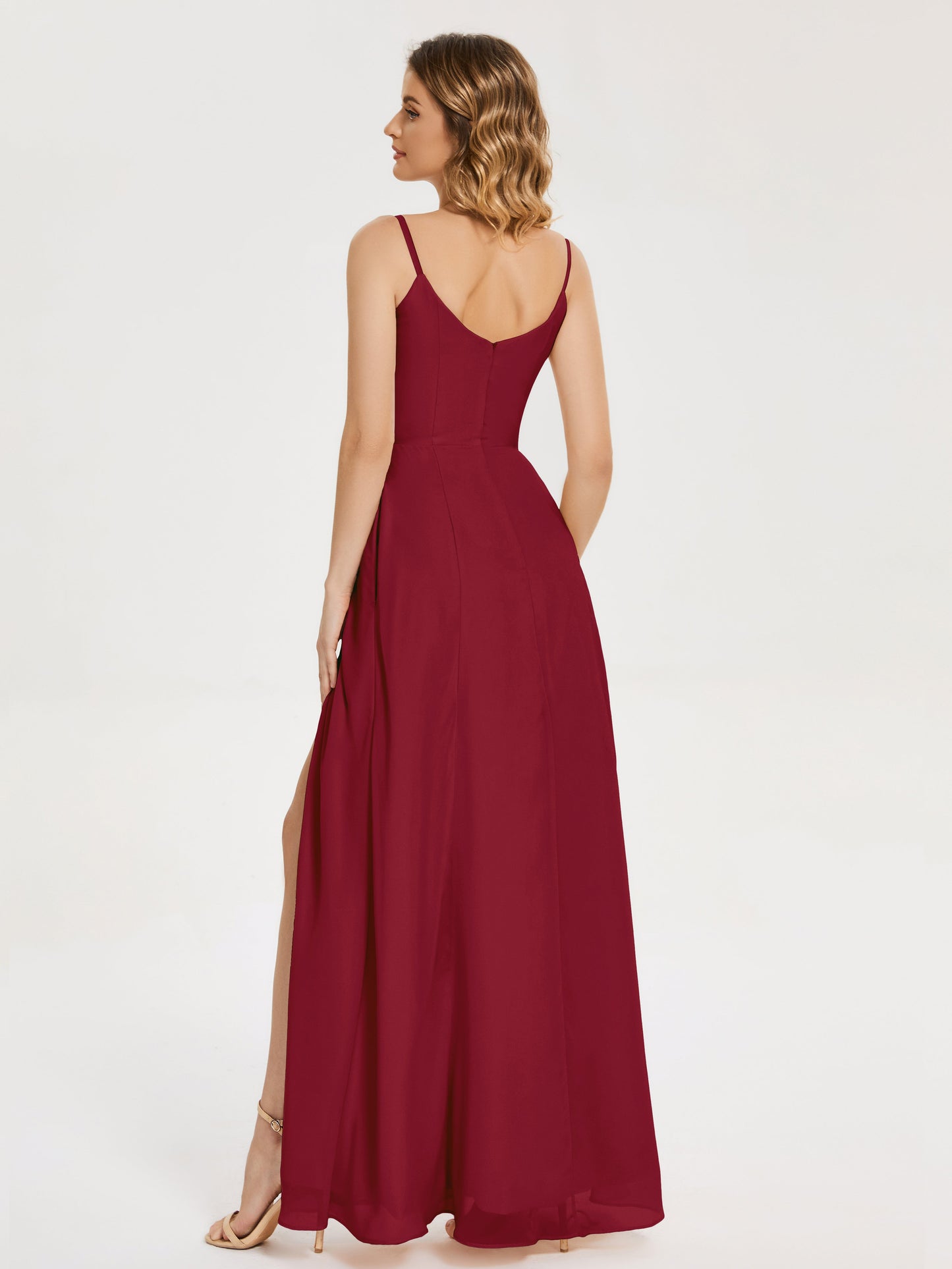Blake Spaghetti Straps Chiffon Bridesmaid Dress with Slit