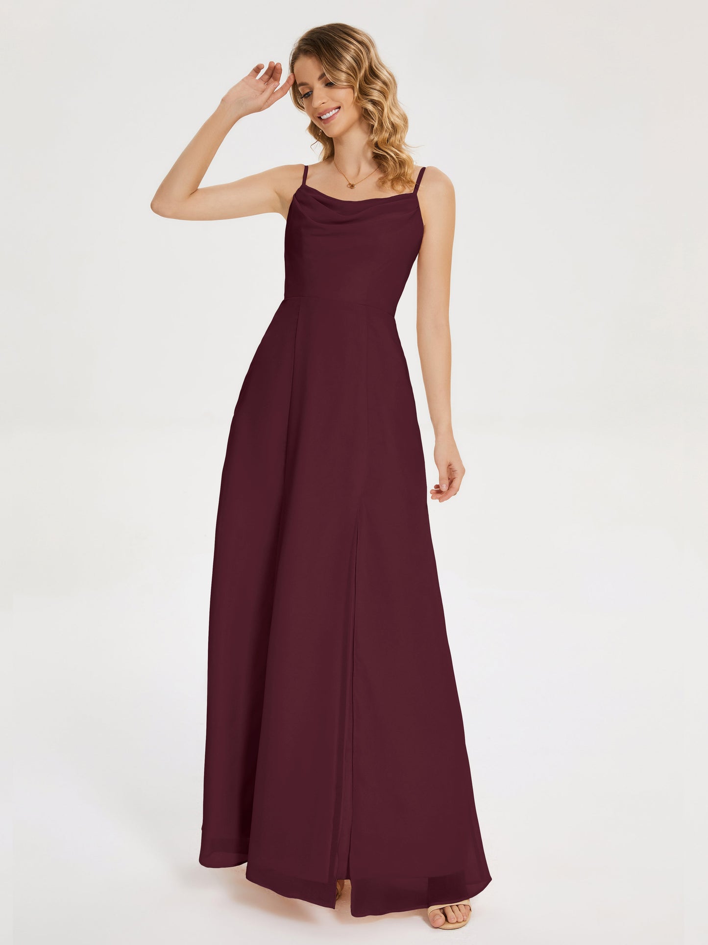 Blake Spaghetti Straps Chiffon Bridesmaid Dress with Slit