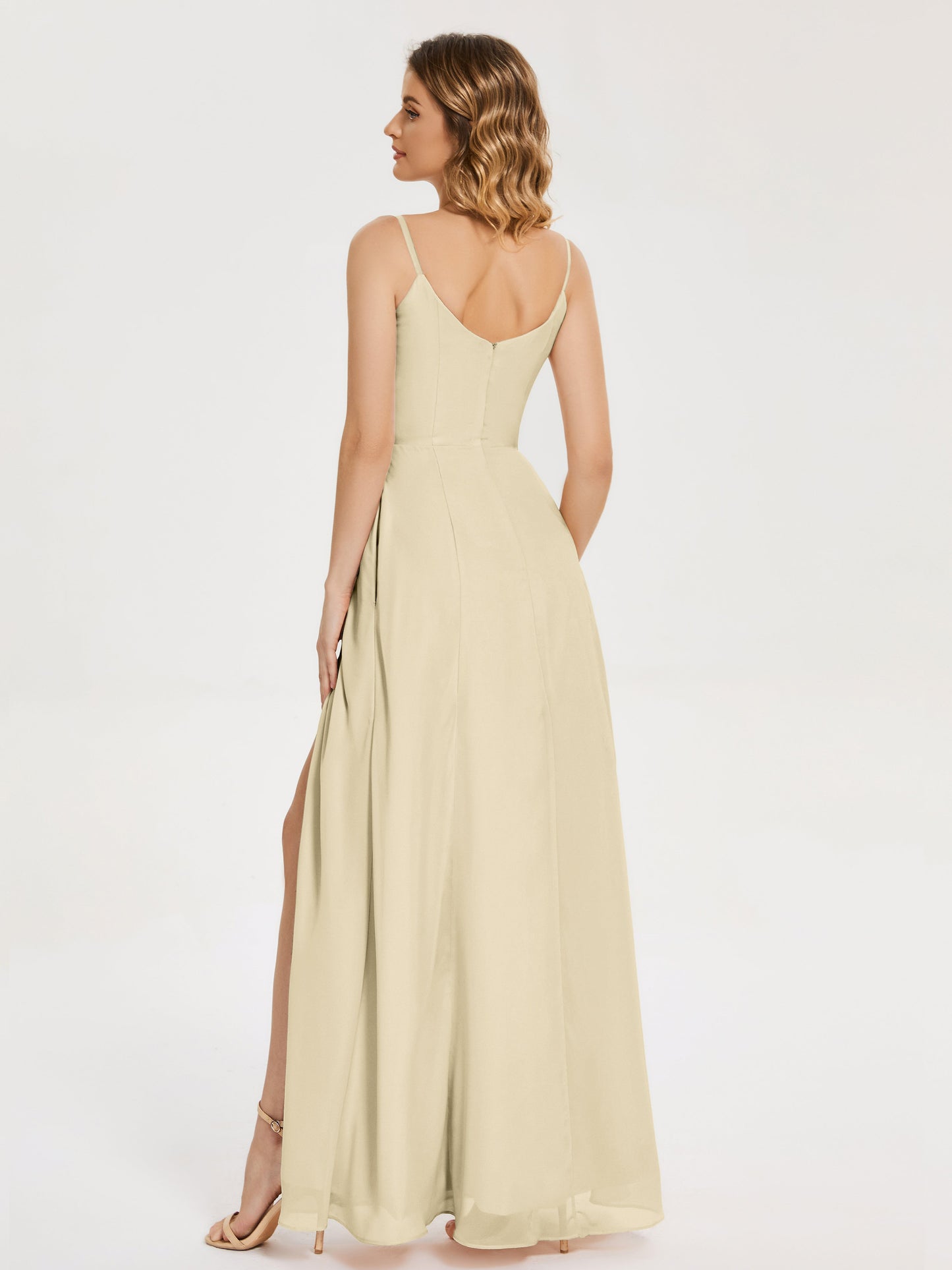 Blake Spaghetti Straps Chiffon Bridesmaid Dress with Slit