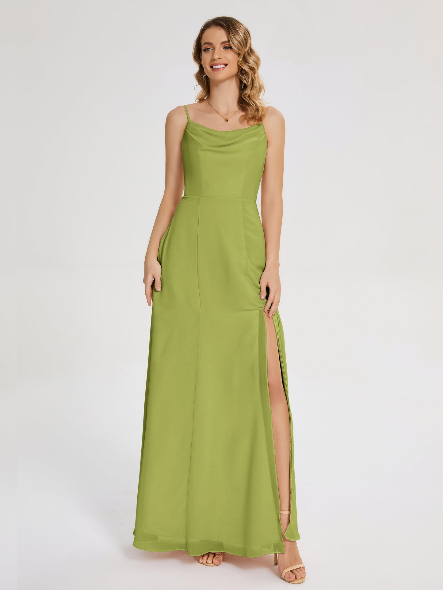 Blake Spaghetti Straps Chiffon Bridesmaid Dress with Slit