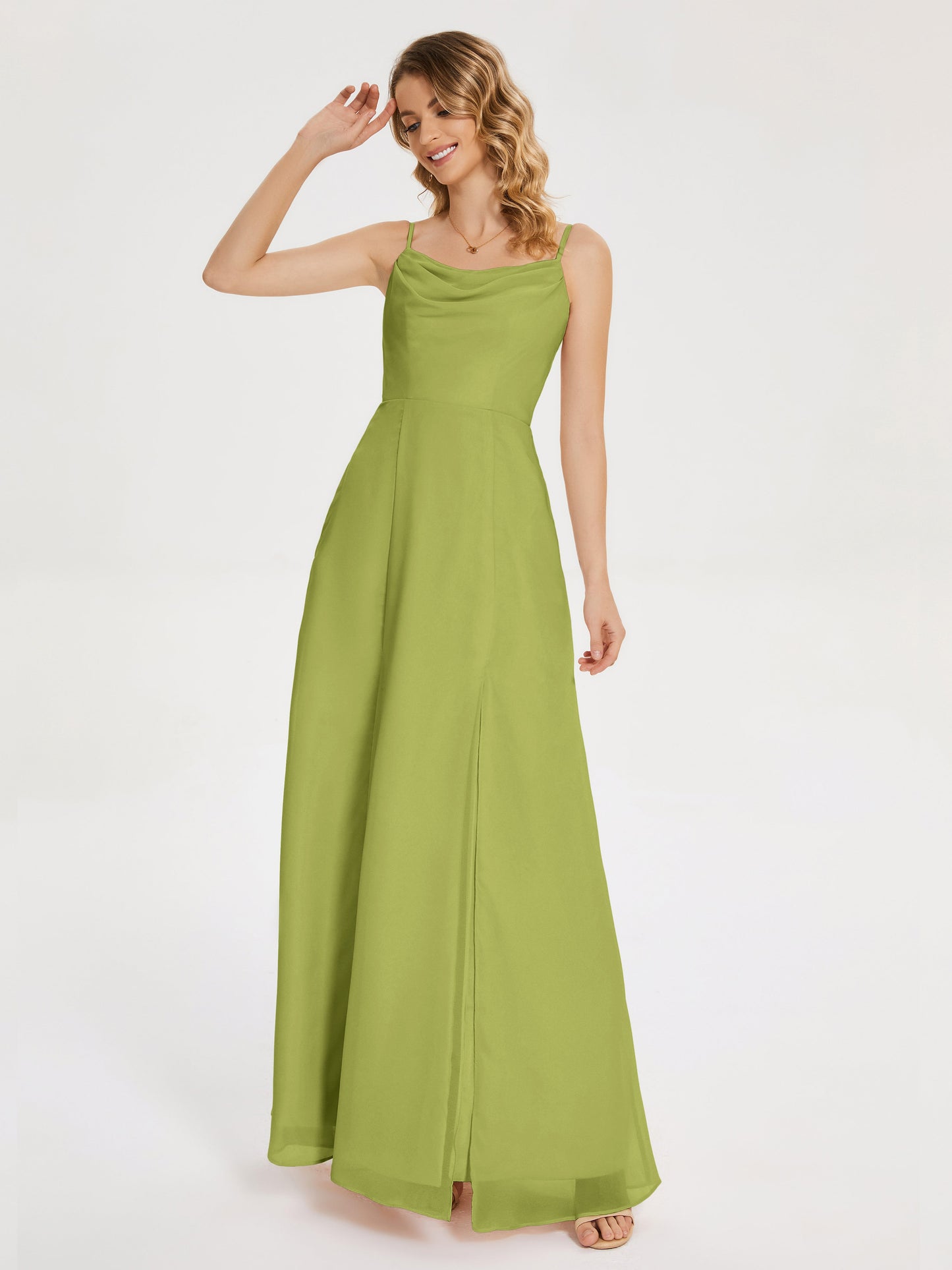 Blake Spaghetti Straps Chiffon Bridesmaid Dress with Slit