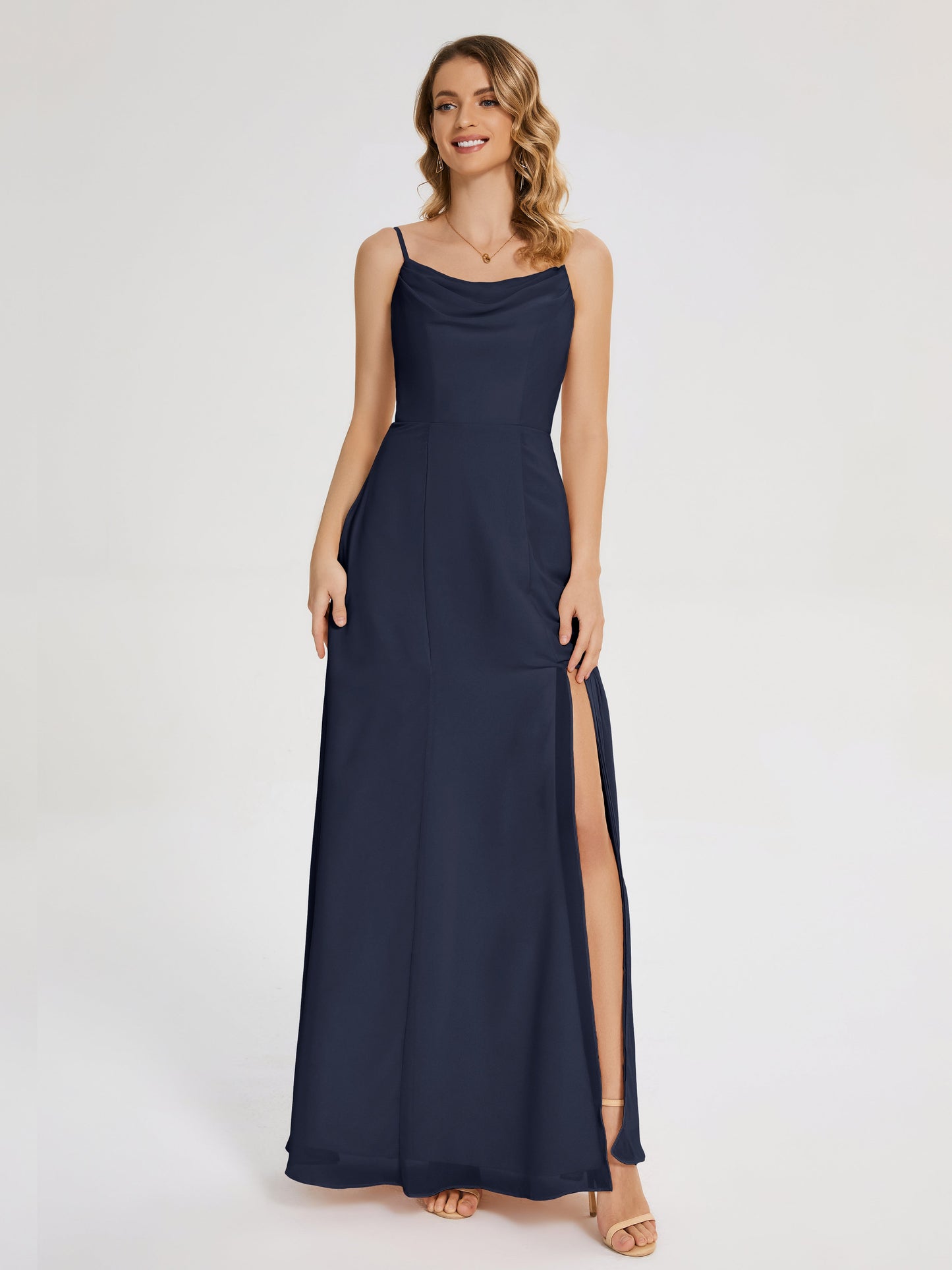 Blake Spaghetti Straps Chiffon Bridesmaid Dress with Slit