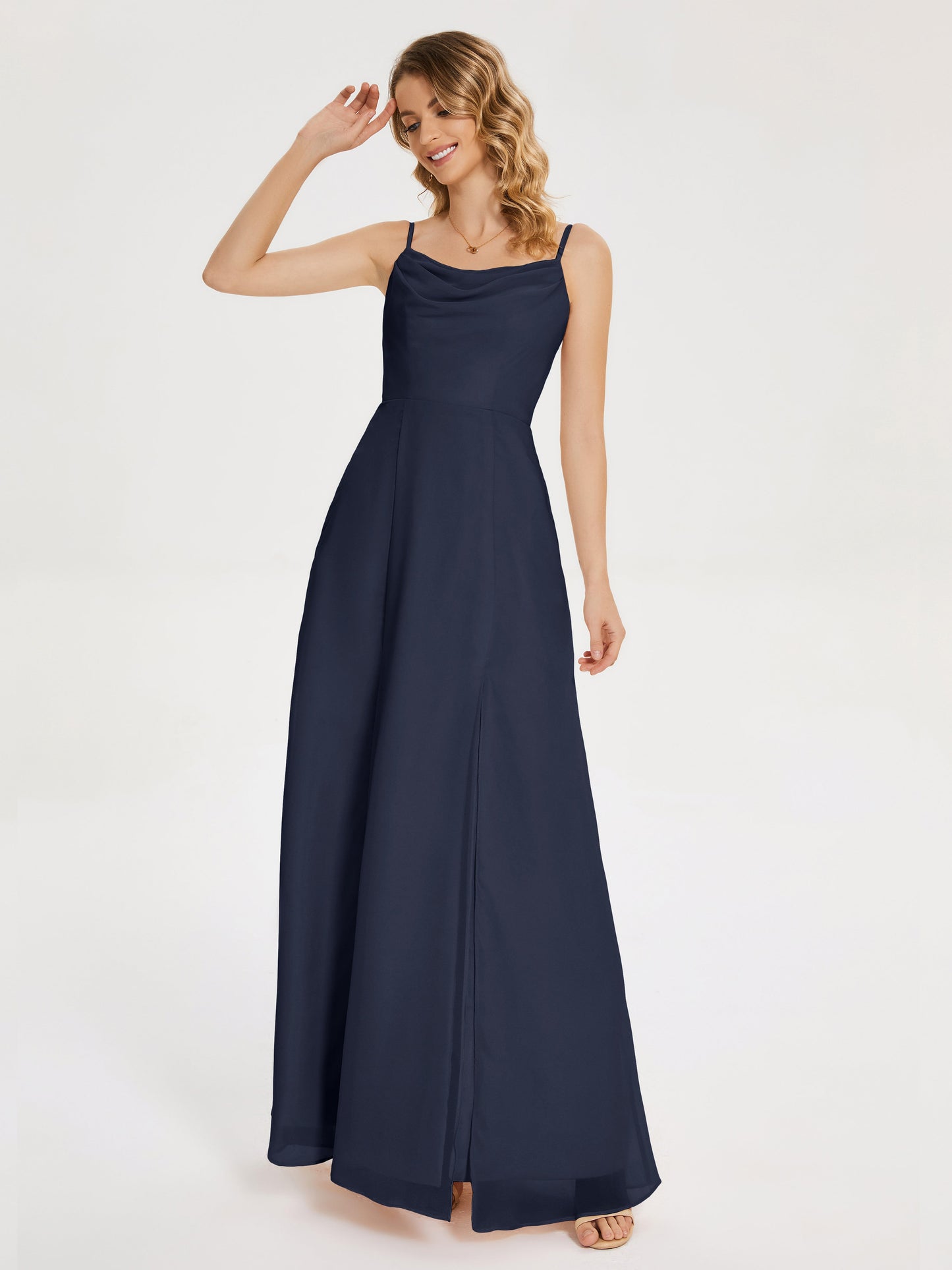 Blake Spaghetti Straps Chiffon Bridesmaid Dress with Slit