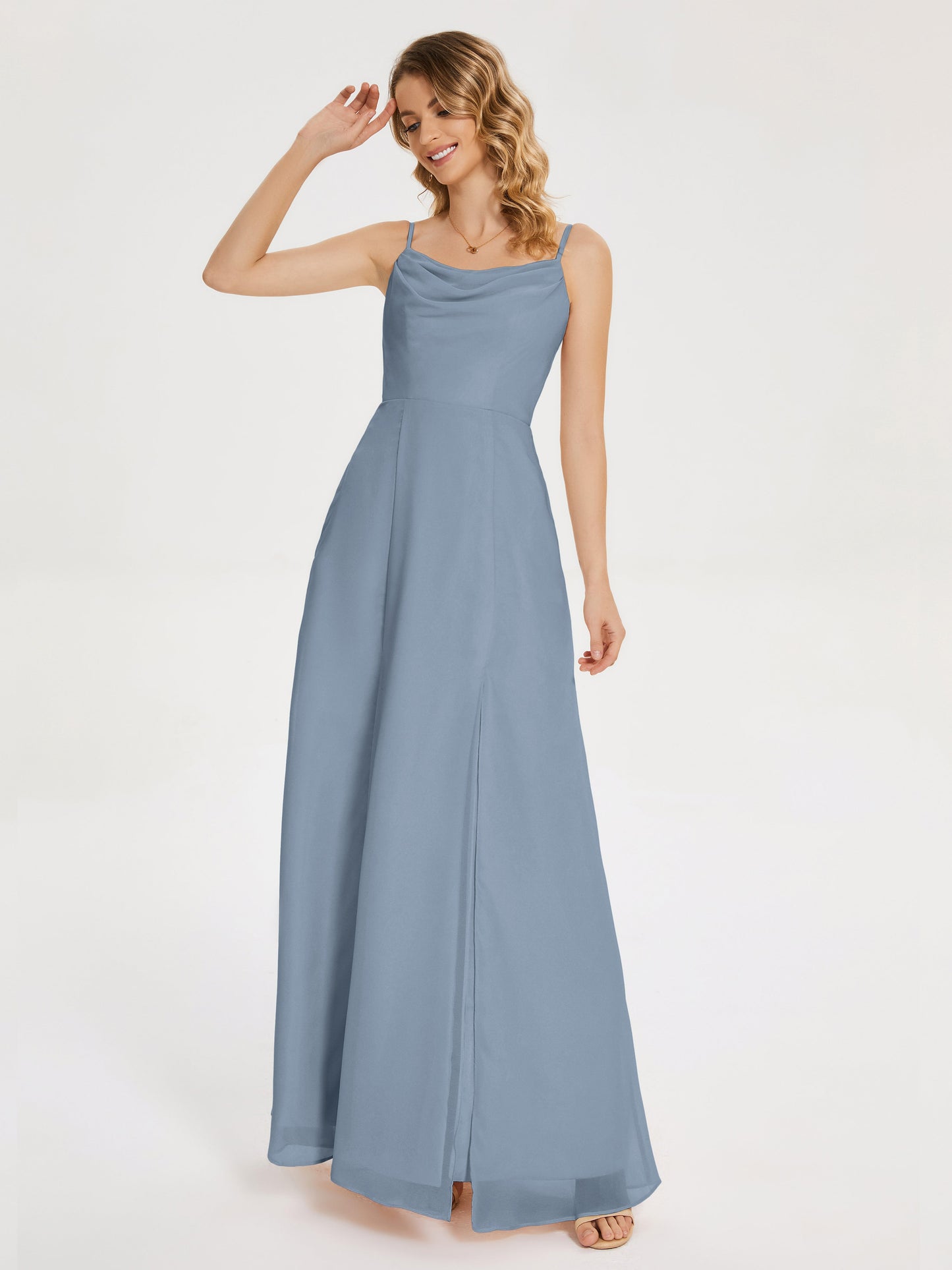 Blake Spaghetti Straps Chiffon Bridesmaid Dress with Slit