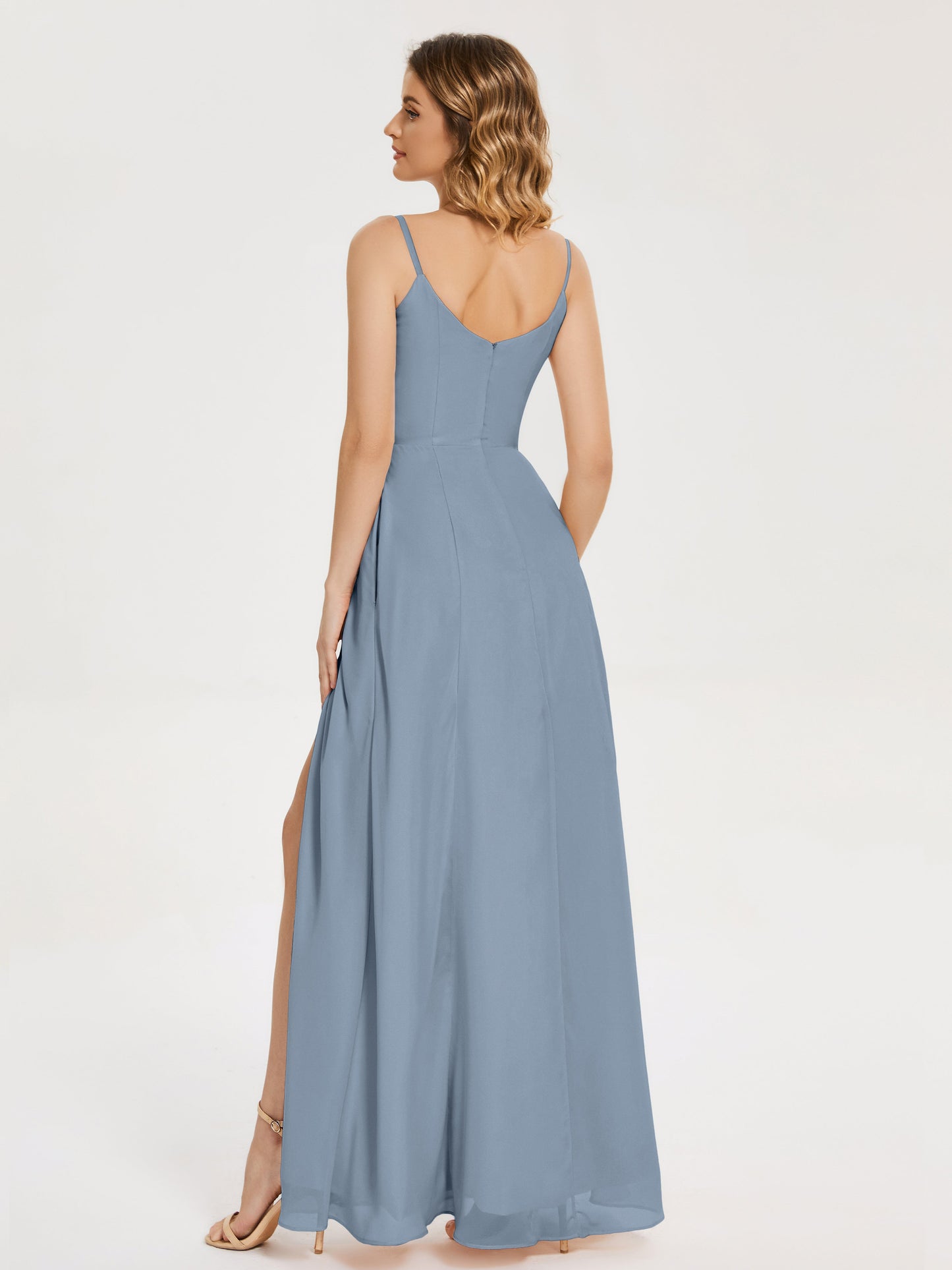 Blake Spaghetti Straps Chiffon Bridesmaid Dress with Slit
