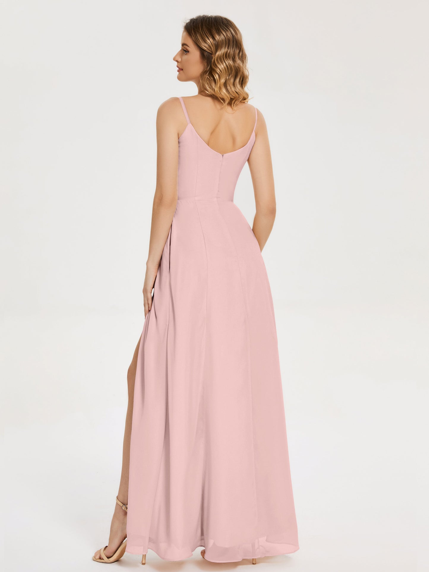 Blake Spaghetti Straps Chiffon Bridesmaid Dress with Slit