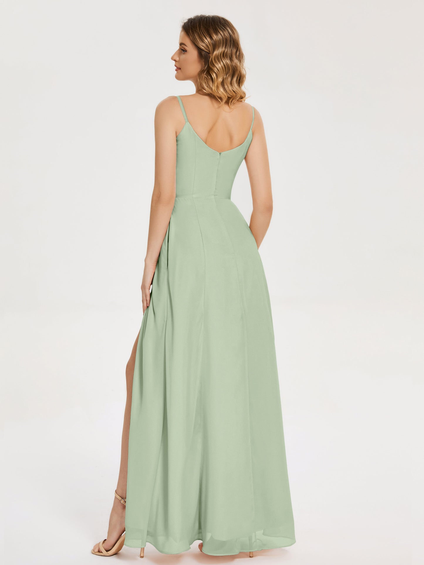 Blake Spaghetti Straps Chiffon Bridesmaid Dress with Slit