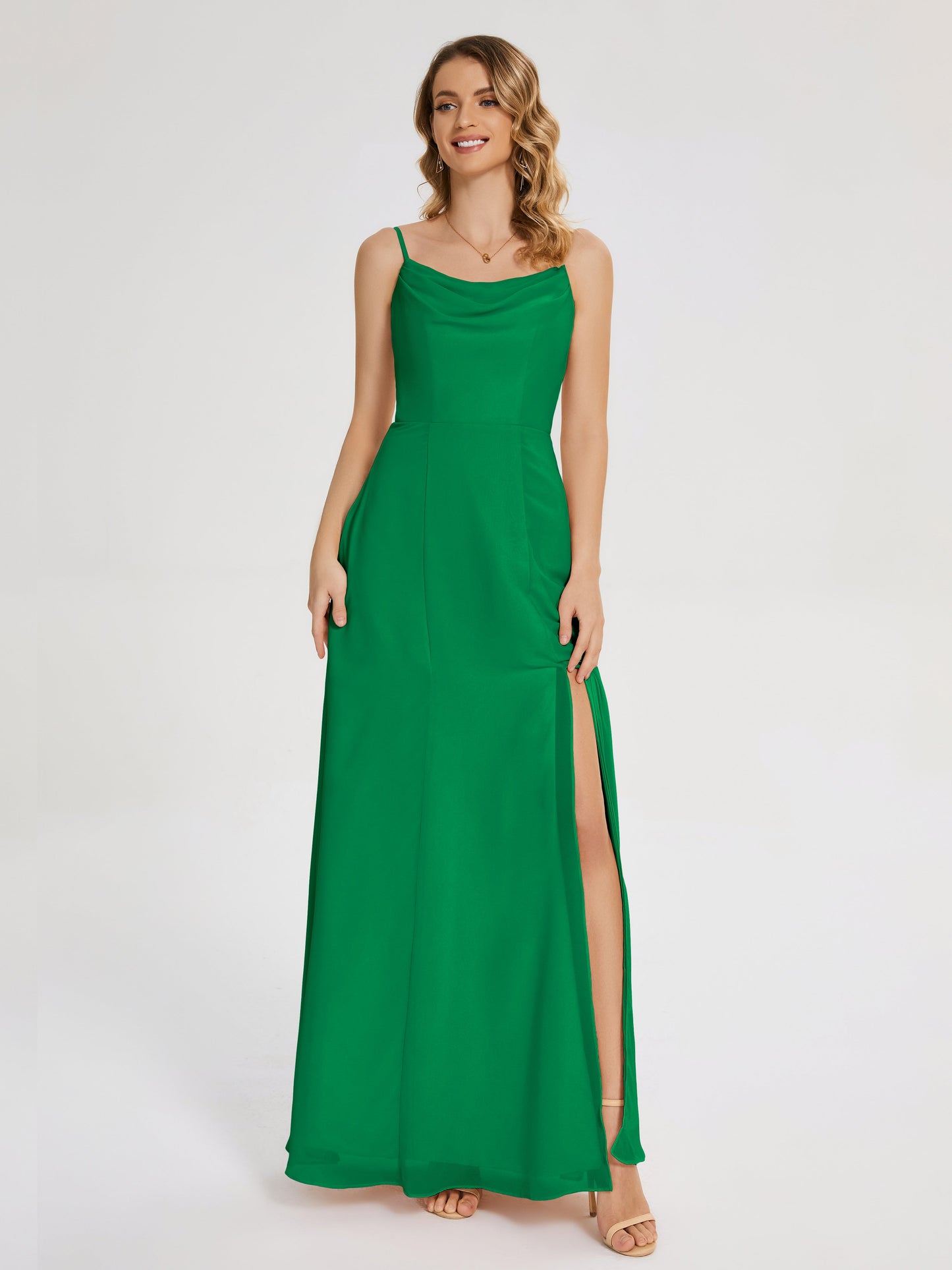 Blake Spaghetti Straps Chiffon Bridesmaid Dress with Slit
