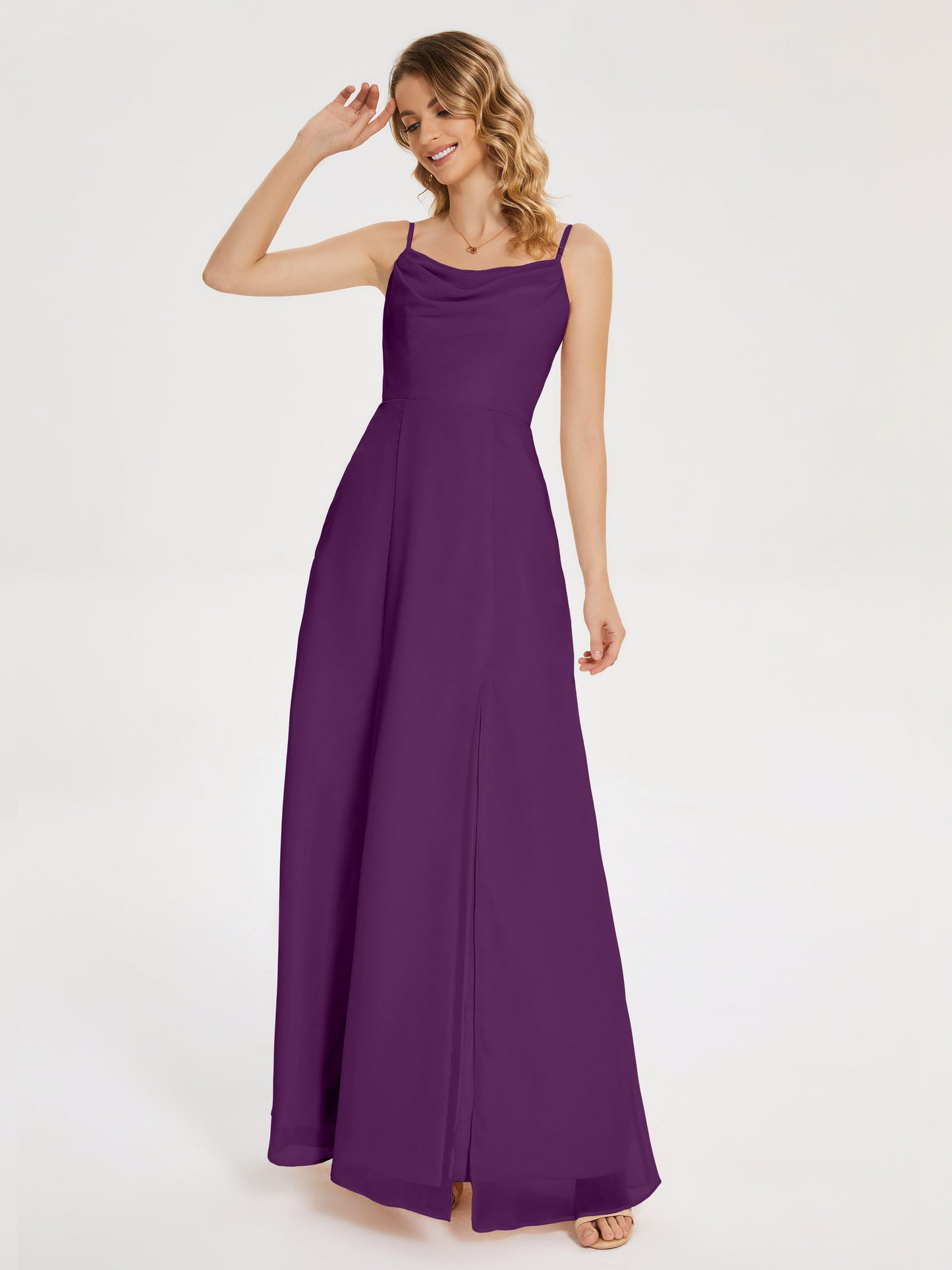 Blake Spaghetti Straps Chiffon Bridesmaid Dress with Slit