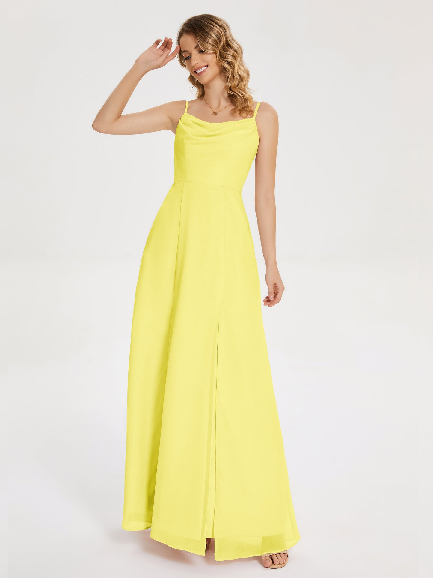 Blake Spaghetti Straps Chiffon Bridesmaid Dress with Slit