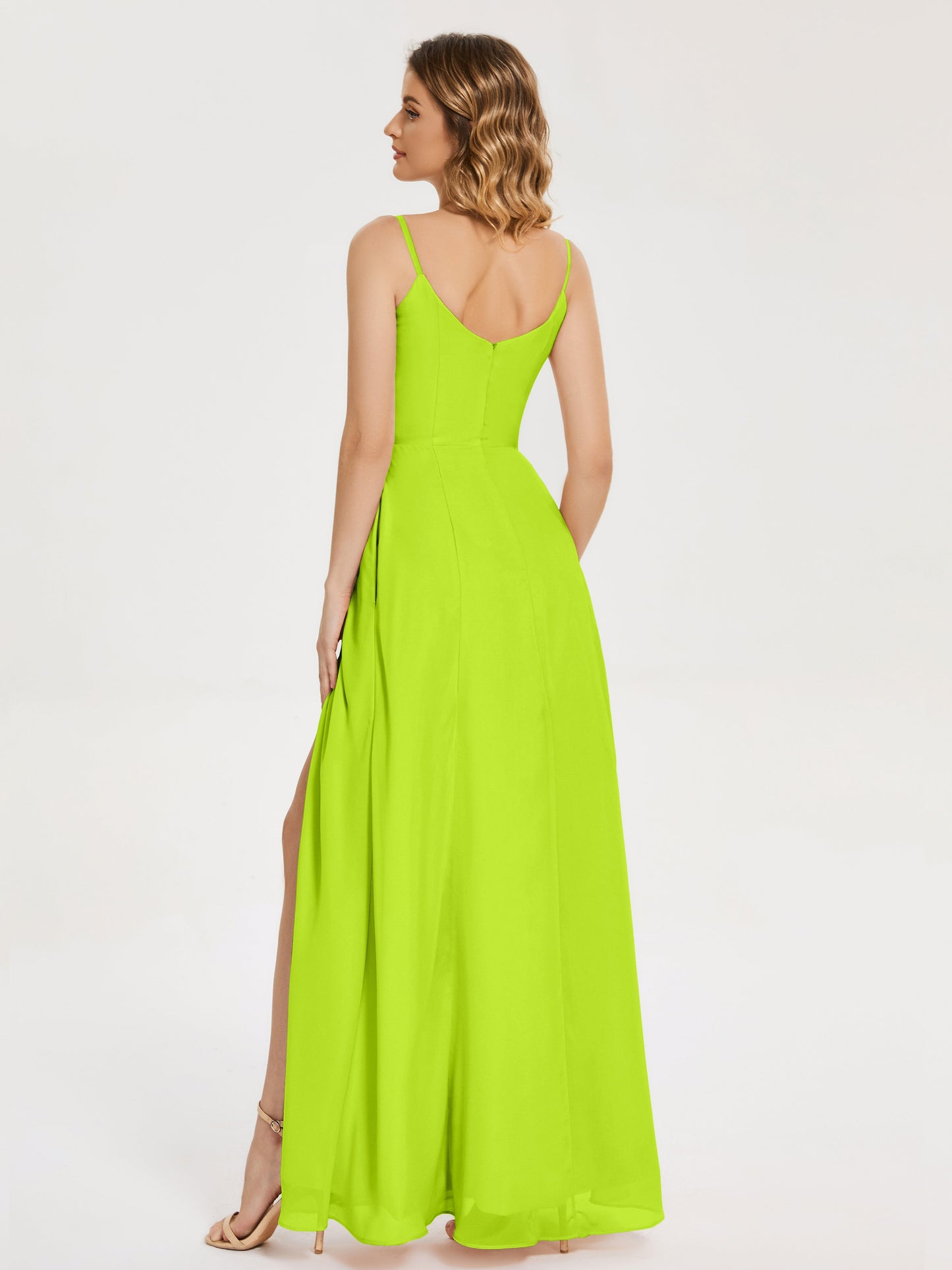 Blake Spaghetti Straps Chiffon Bridesmaid Dress with Slit