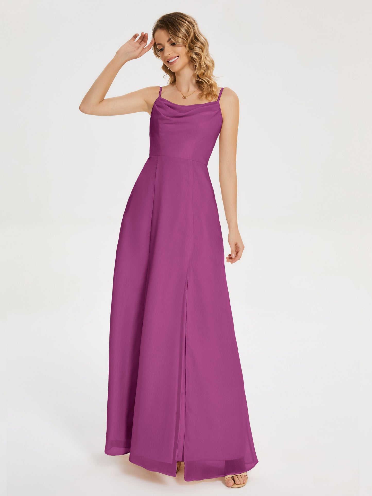 Blake Spaghetti Straps Chiffon Bridesmaid Dress with Slit