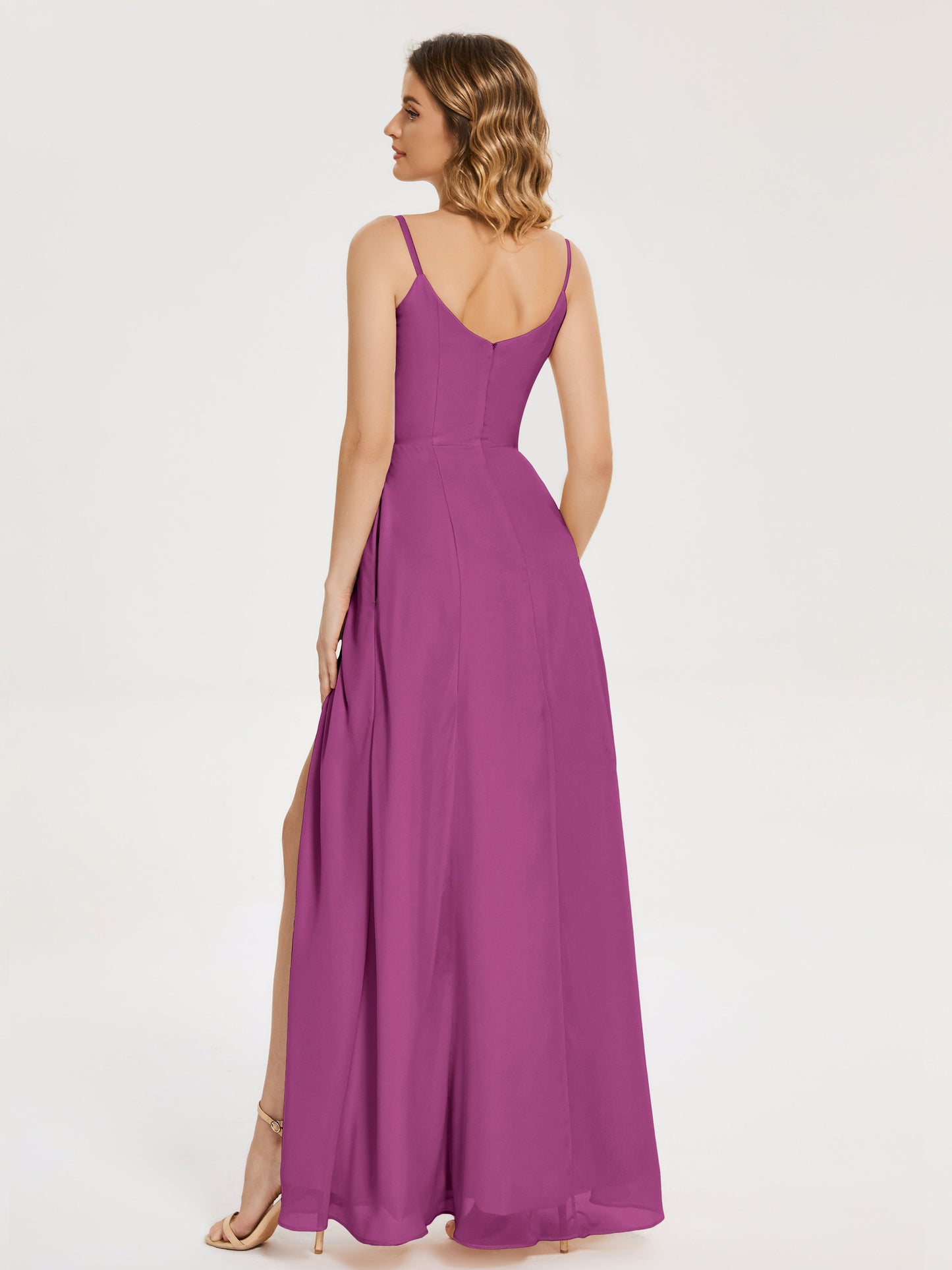 Blake Spaghetti Straps Chiffon Bridesmaid Dress with Slit