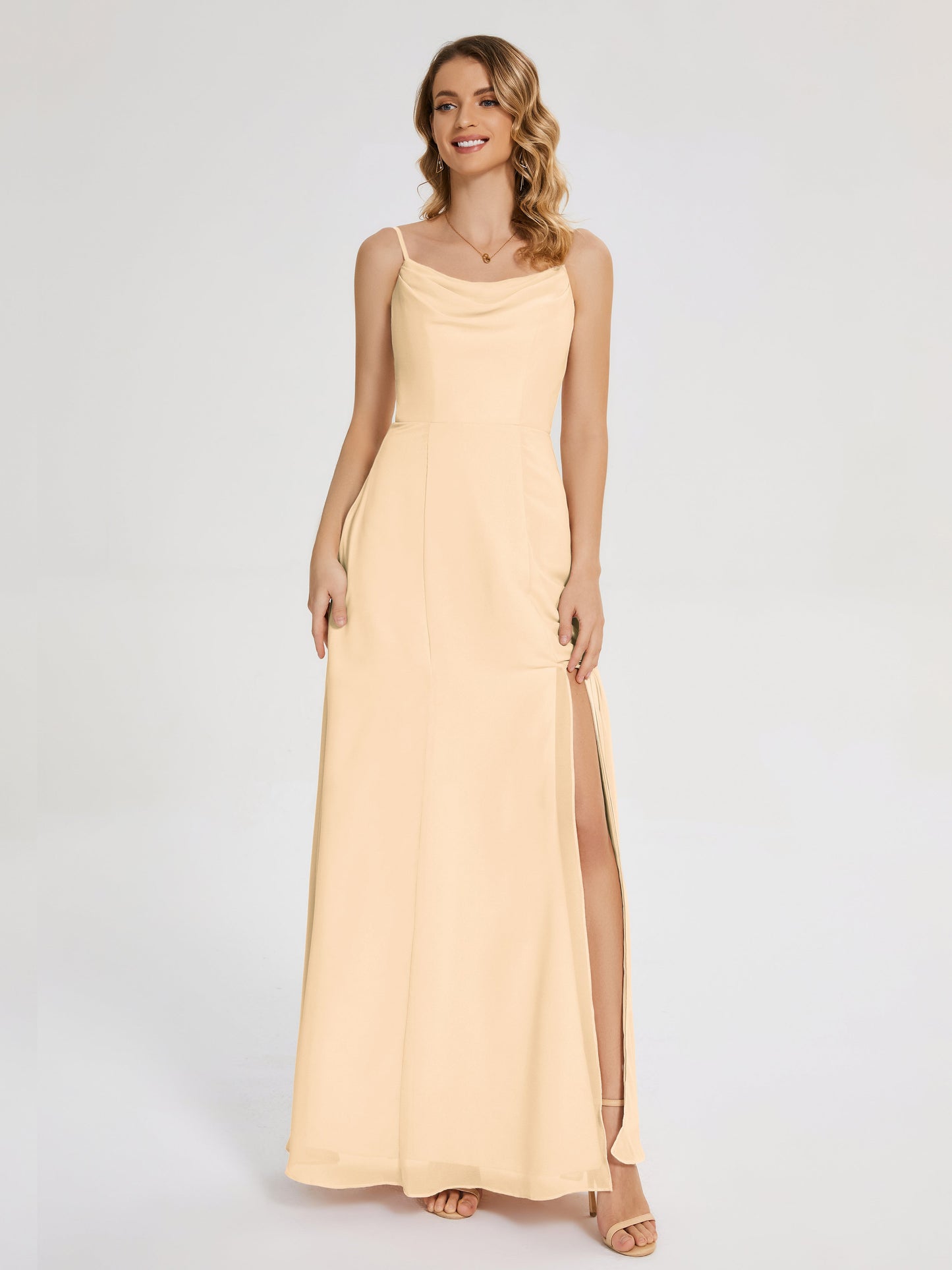 Blake Spaghetti Straps Chiffon Bridesmaid Dress with Slit