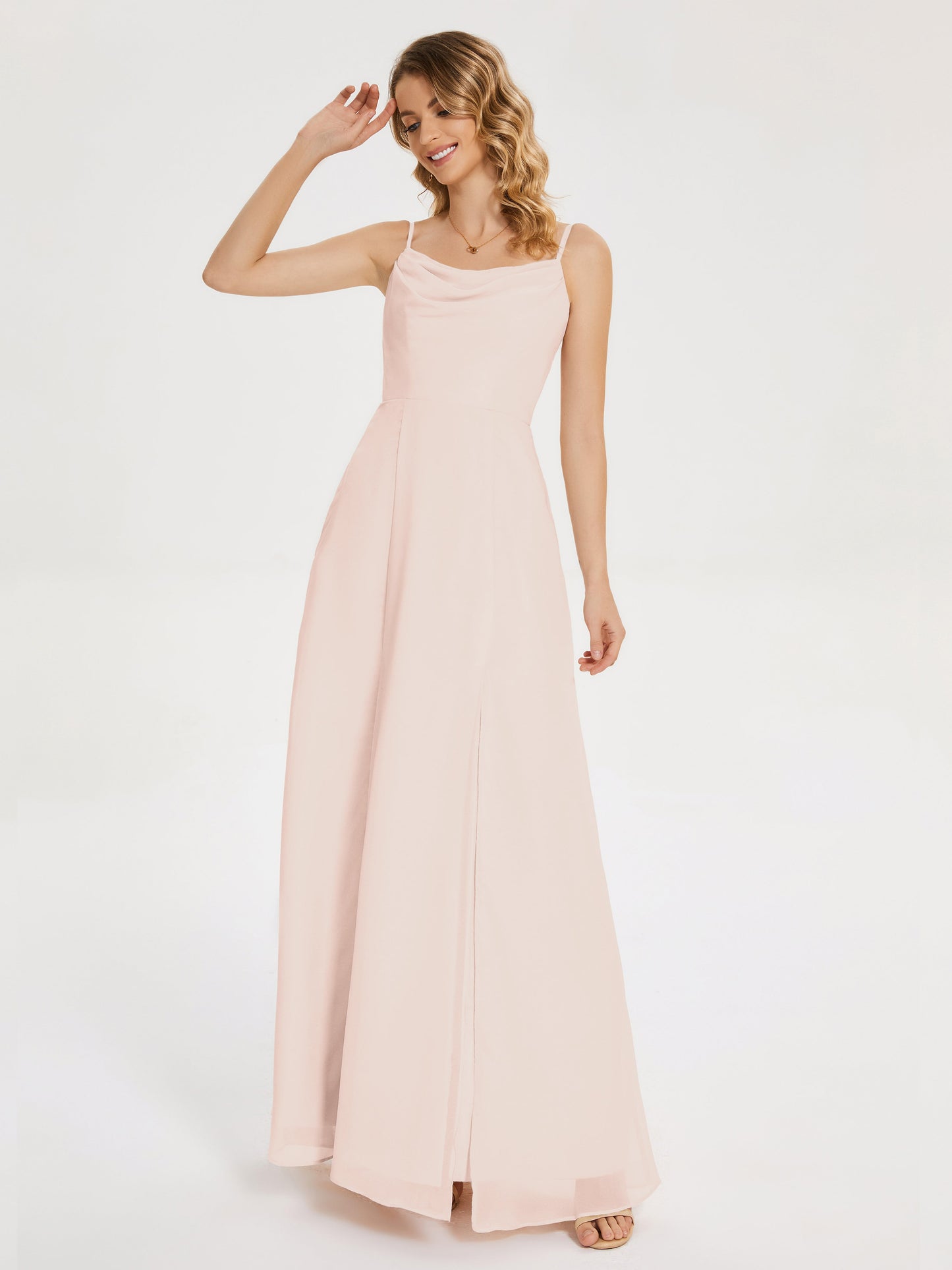 Blake Spaghetti Straps Chiffon Bridesmaid Dress with Slit