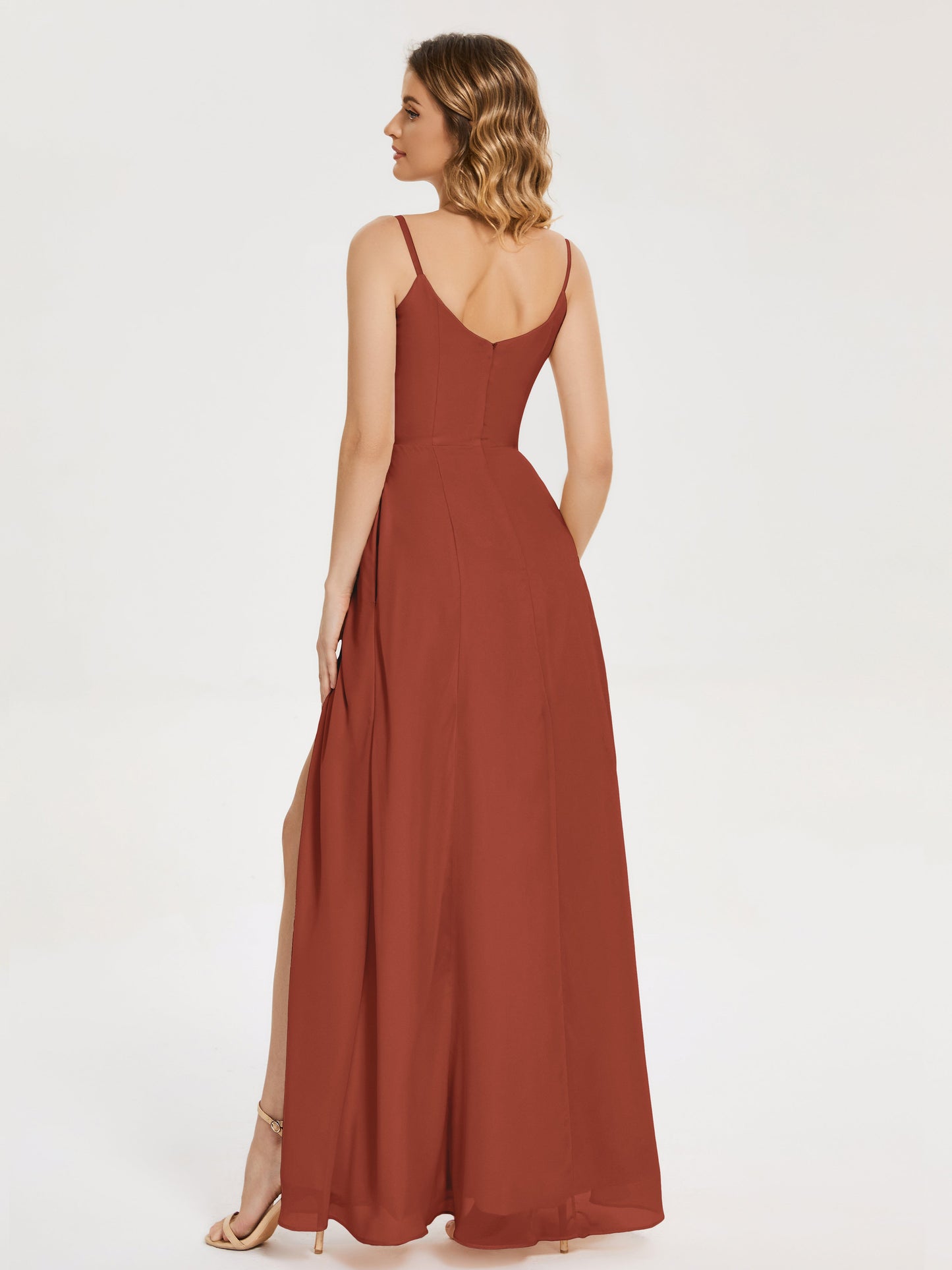 Blake Spaghetti Straps Chiffon Bridesmaid Dress with Slit