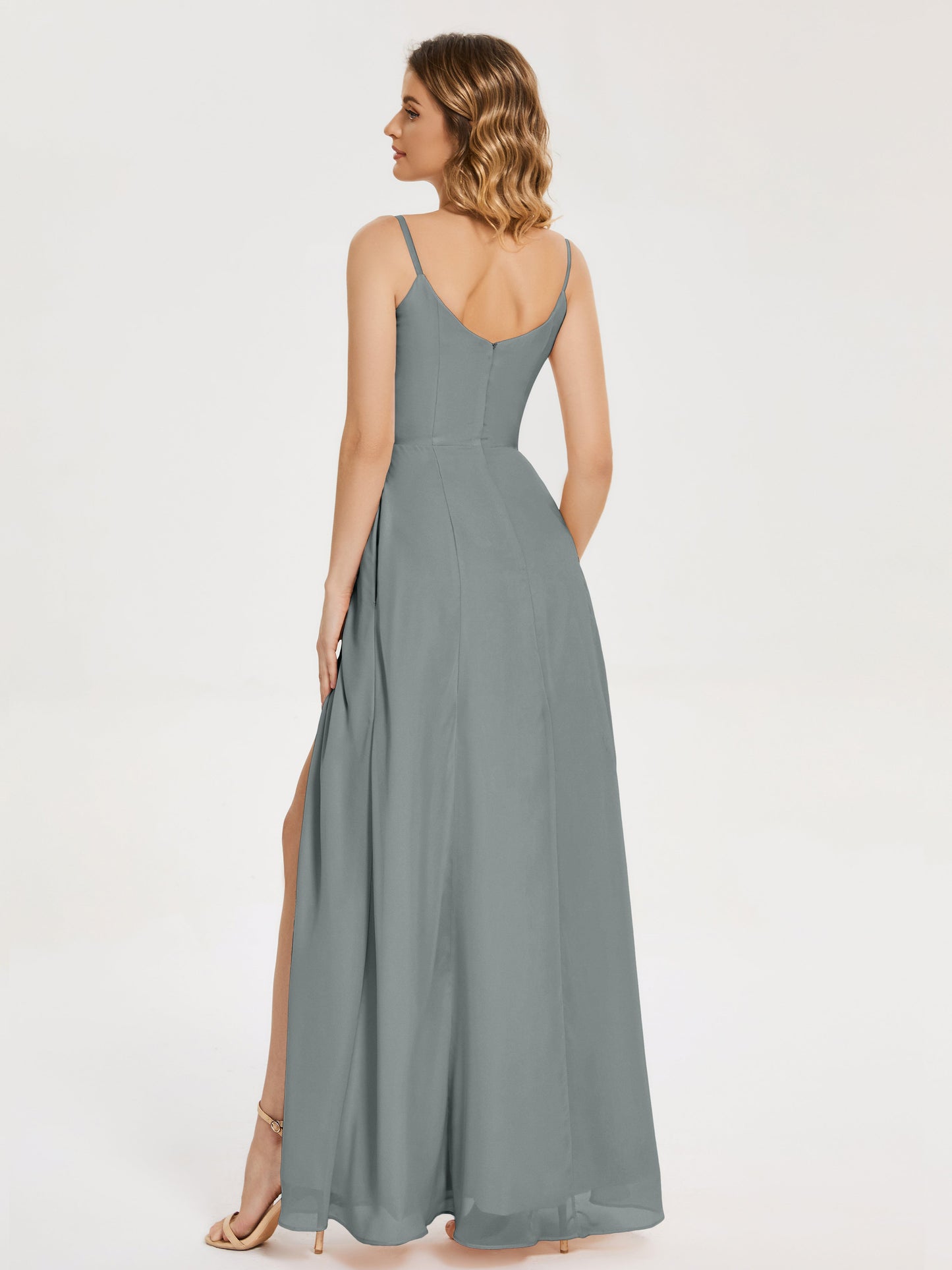 Blake Spaghetti Straps Chiffon Bridesmaid Dress with Slit