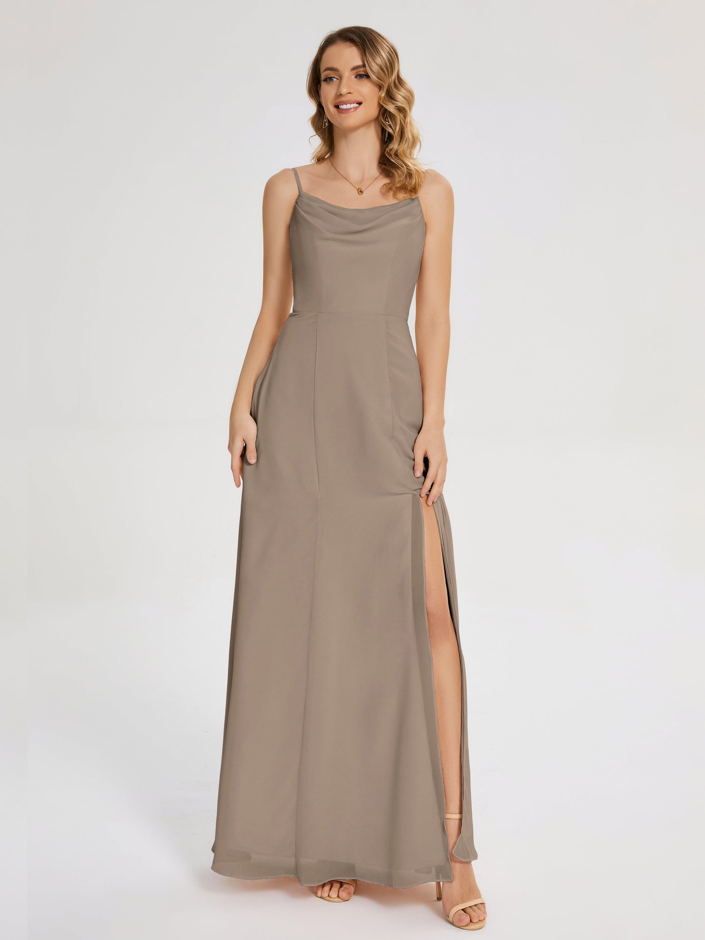 Blake Spaghetti Straps Chiffon Bridesmaid Dress with Slit