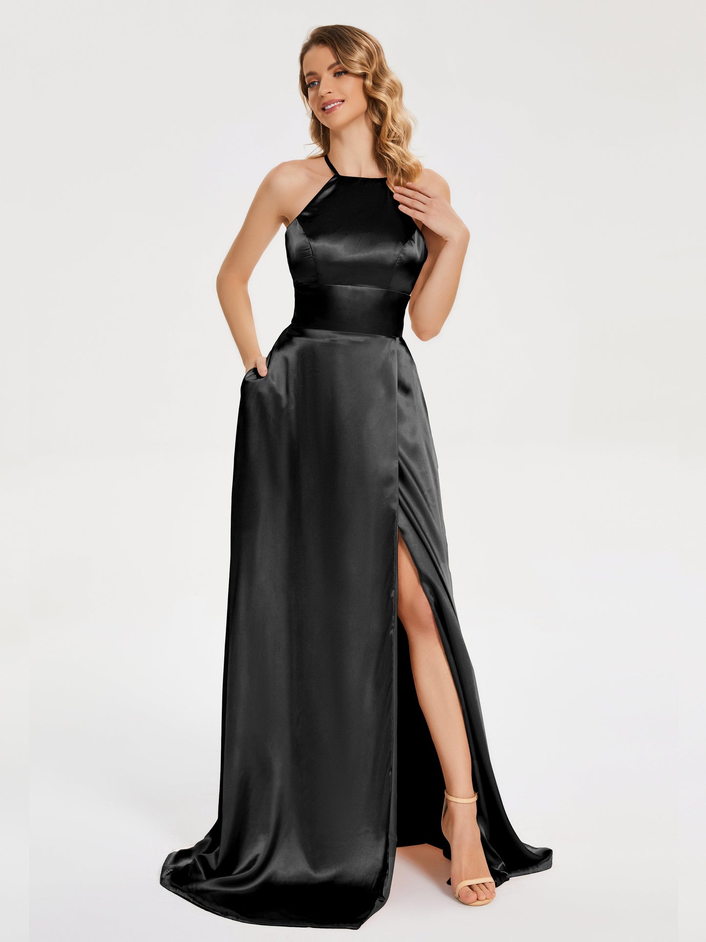 Elaina Spaghetti Straps Soft Satin Bridesmaid Dress with Training
