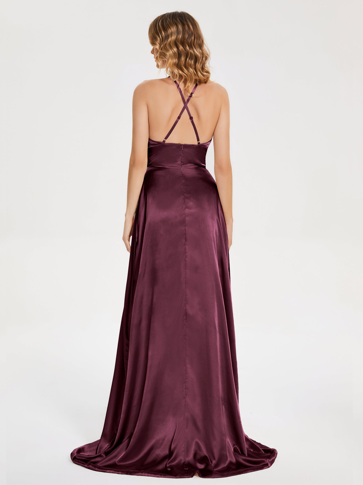Elaina Spaghetti Straps Soft Satin Bridesmaid Dress with Training