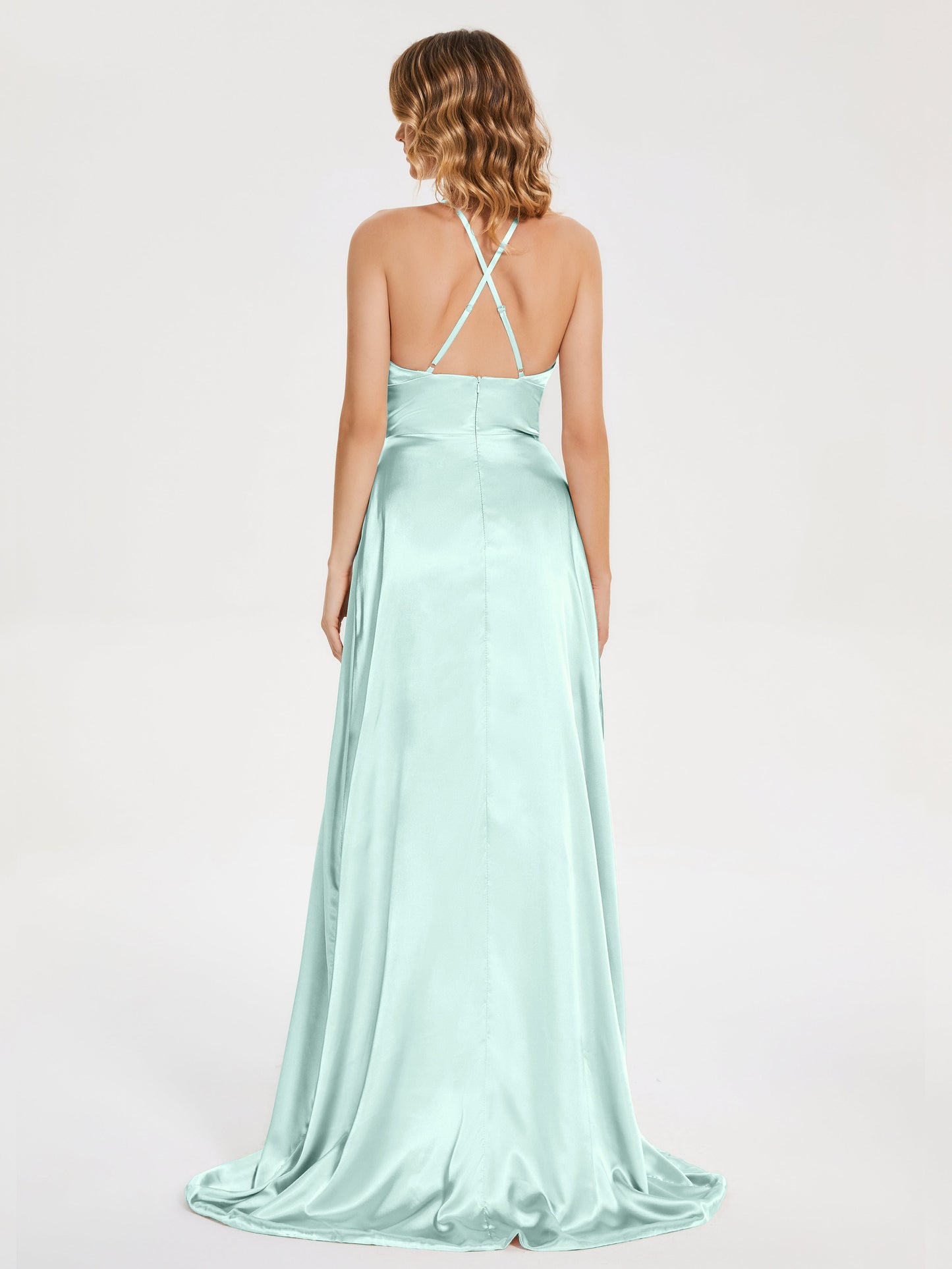 Elaina Spaghetti Straps Soft Satin Bridesmaid Dress with Training