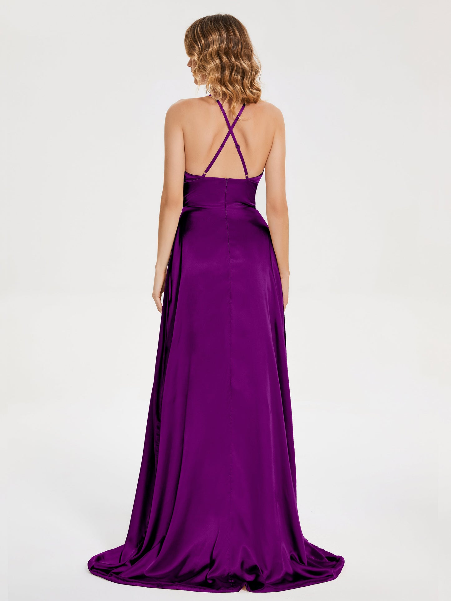 Elaina Spaghetti Straps Soft Satin Bridesmaid Dress with Training