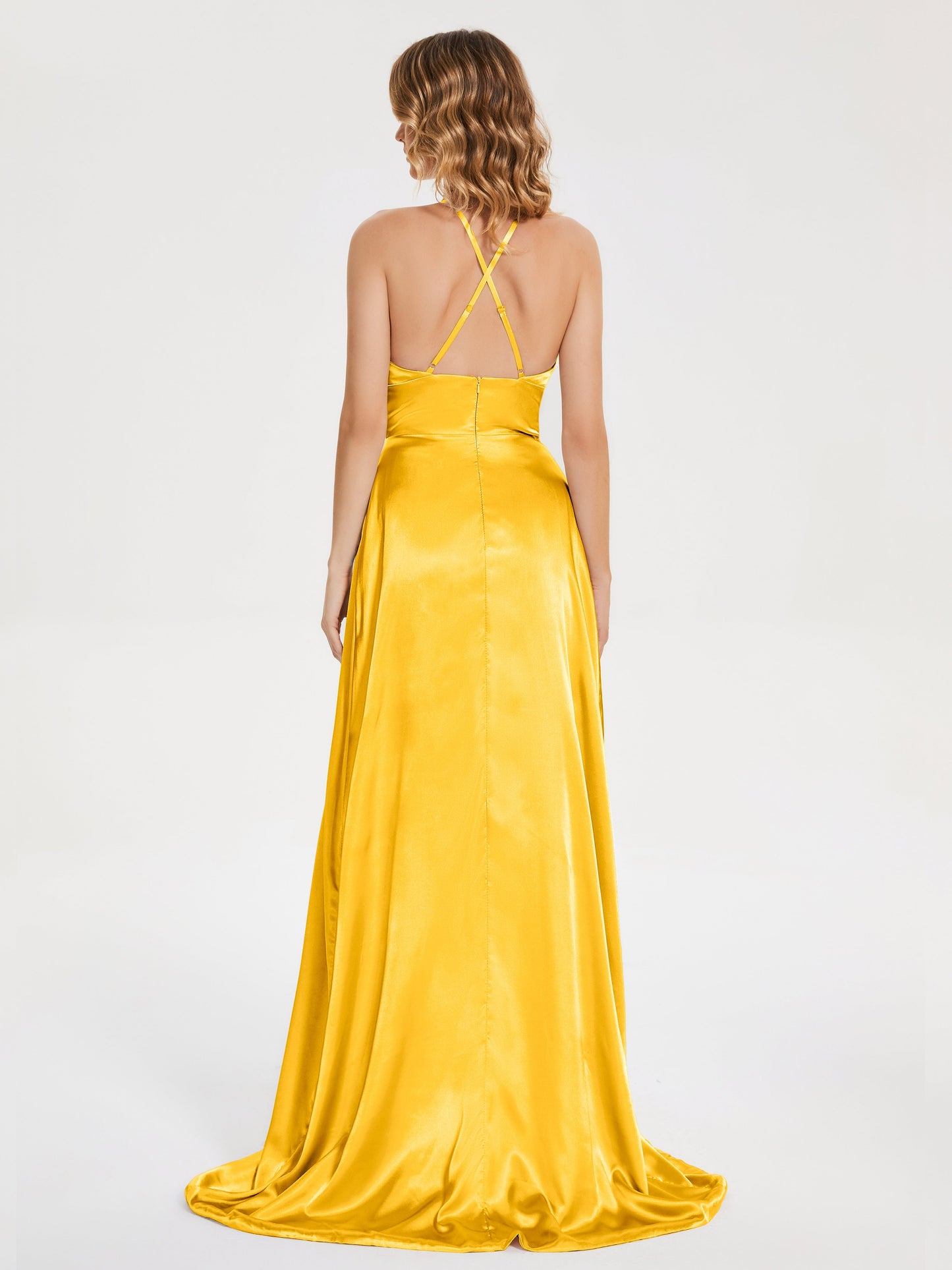Elaina Spaghetti Straps Soft Satin Bridesmaid Dress with Training