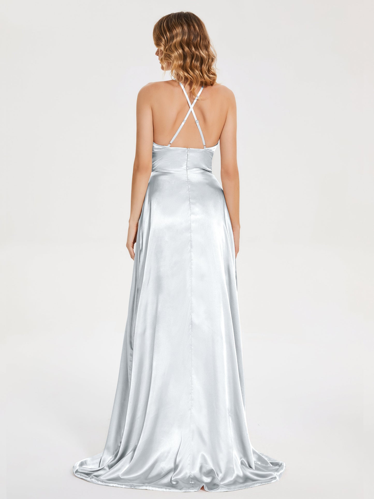 Elaina Spaghetti Straps Soft Satin Bridesmaid Dress with Training