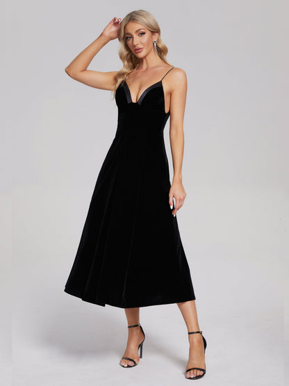 Cassidy Spaghetti Straps V-Neck Velvet Bridesmaid Dress