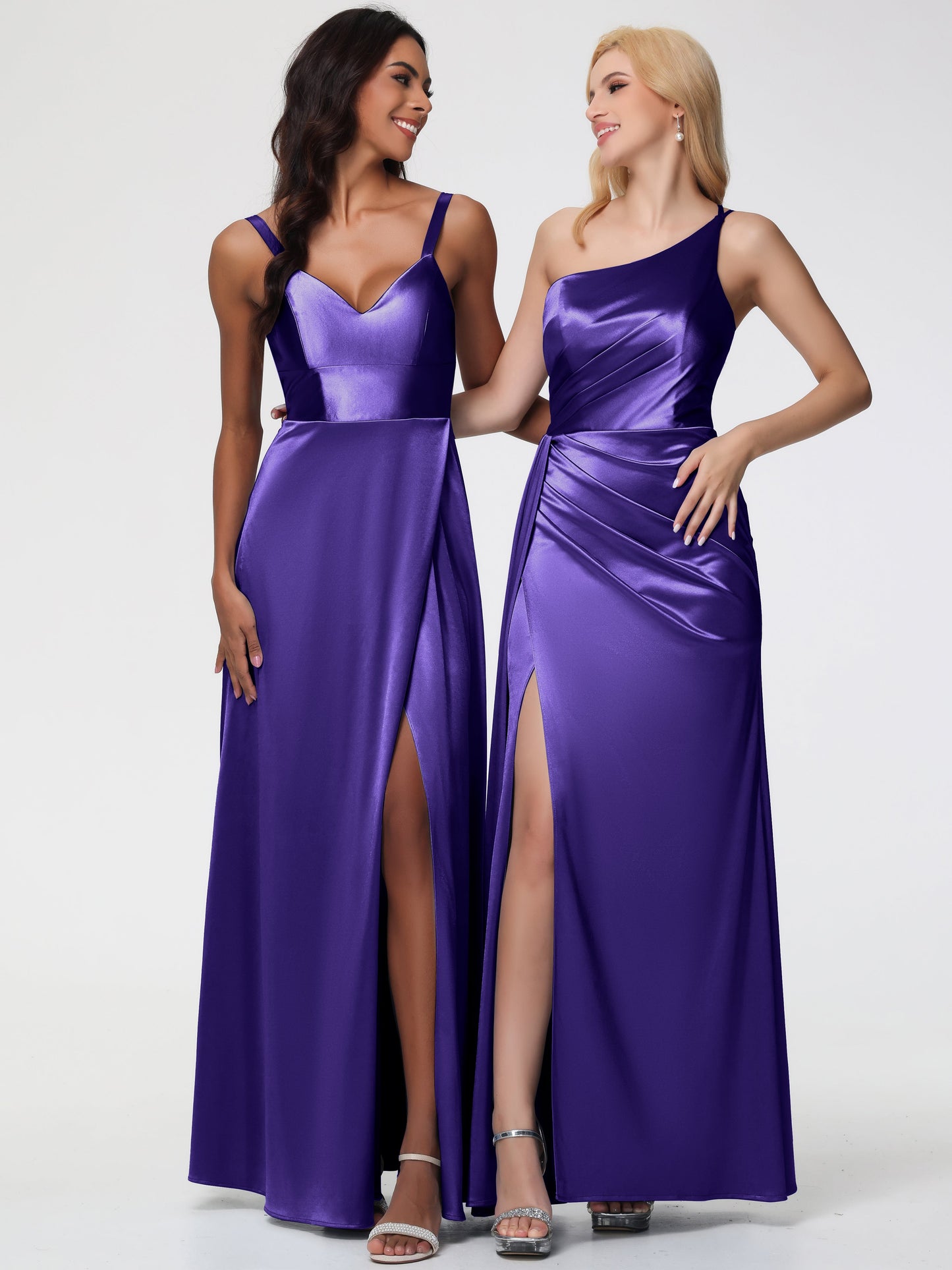 Bridesmaid Dresses Regency Trumpet/Mermaid One Shoulder Sleeveless Pleats Stretch Satin Bridesmaid Dresses With Split