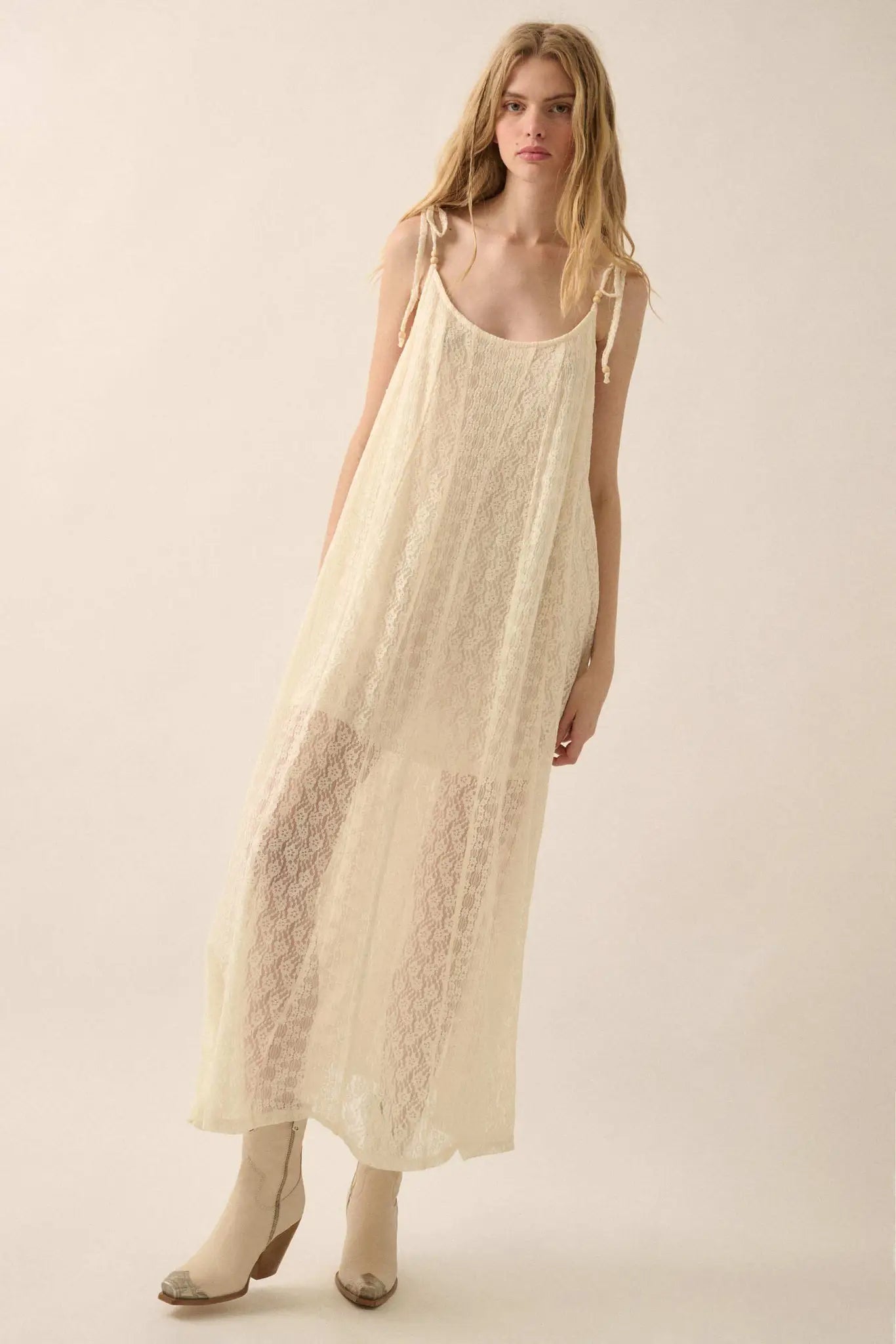 Heaven Knows Paneled Lace Maxi Slip Dress