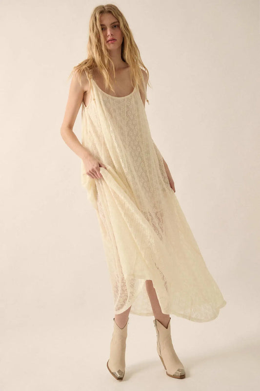 Heaven Knows Paneled Lace Maxi Slip Dress