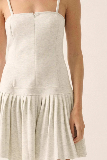 Premium Scuba Zip-Front Pleated Mini Dress
