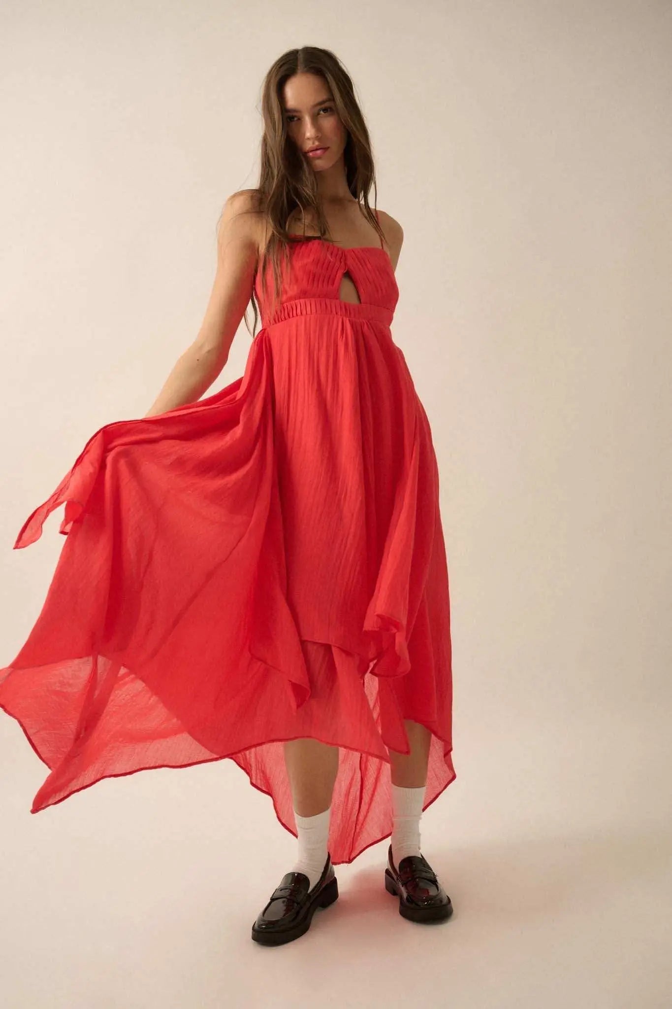 Floating Free Layered Handkerchief Maxi Dress