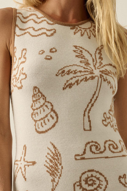 Beach Bliss Nautical Jacquard Midi Sweater Dress