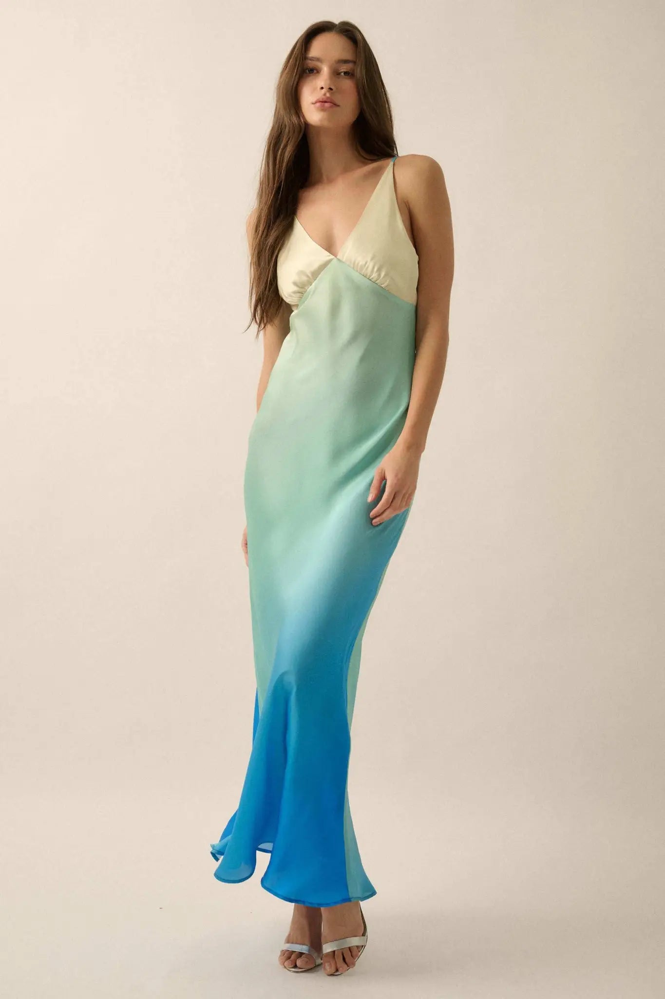 Shady Lady Ombre Satin Column Maxi Dress